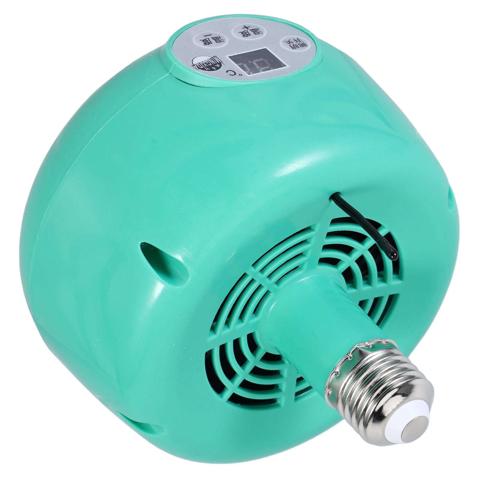 Lámpara de Calor Temperatura Ajustable y LED Cálido Verde | Plástico y Metal, para Hámsters y Aves, Luz Calefactora Ventilador, Uso en Cría