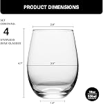 Stemless Wine Glasses Set of 4, 18oz Red White Wine Glasses,Lead-Free Wine Glasses for Home, Party, Wedding, Ideal Wine Accessories Gift,Clear