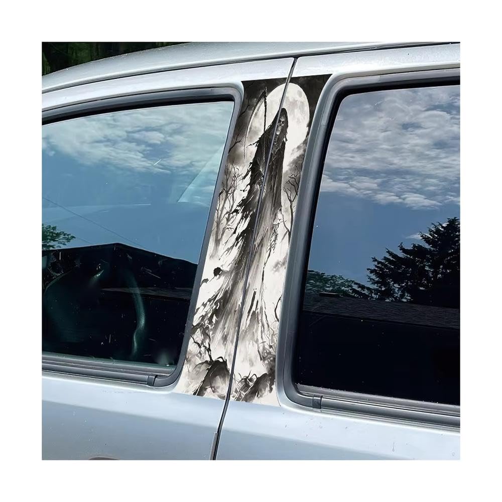 Bertdcx One Color Door Pillar Window Trim Anti Scratch Sticker Grim Reaper Glossy Protective Polyethylene Film Auto Parts