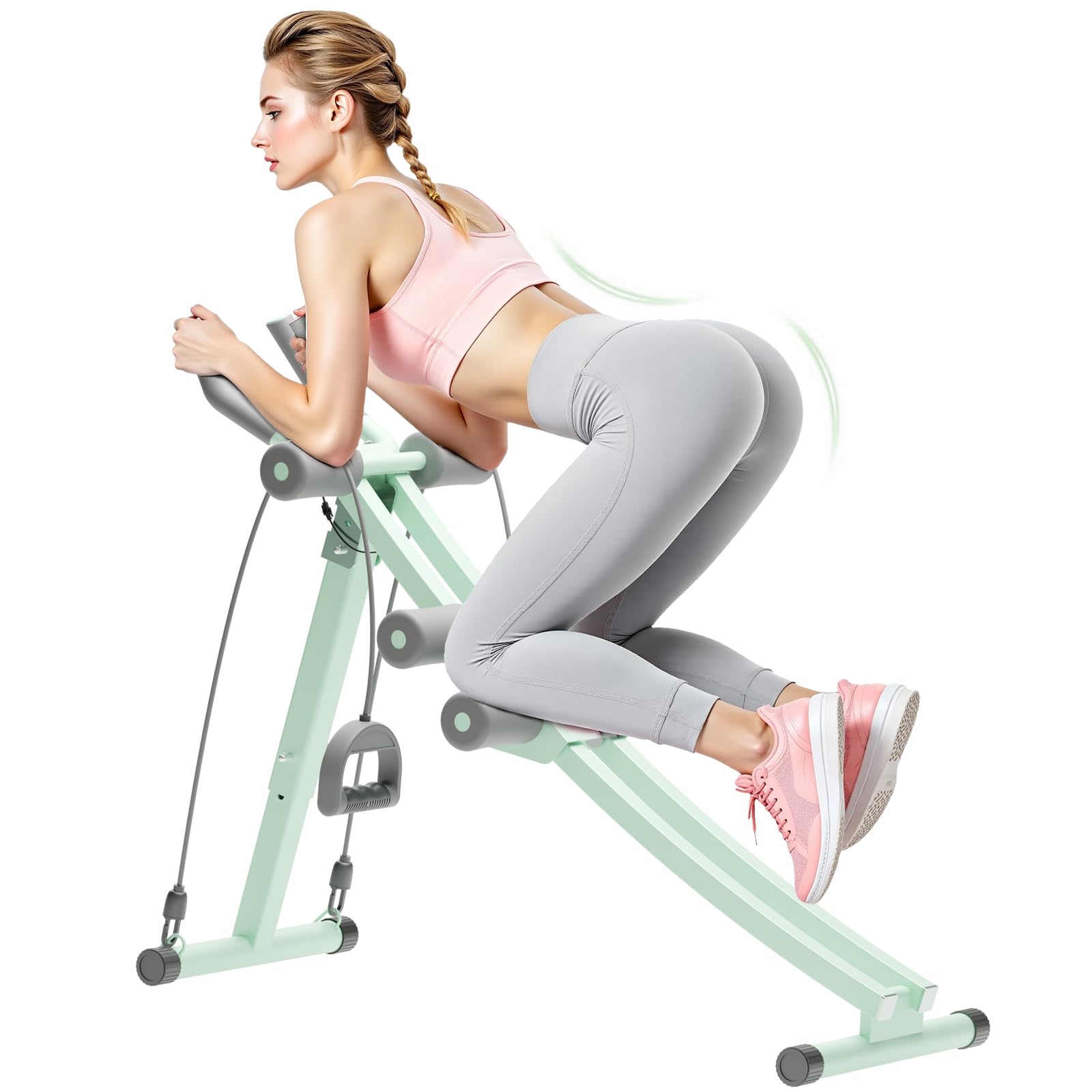 Ab Machine for Home Gym, 440 LBS Ab Trainer with Digital Display, 4 Adjustable Resistance Levels, Foldable Abdominal Workout Equipment with Knee Protection for Core Strength Training