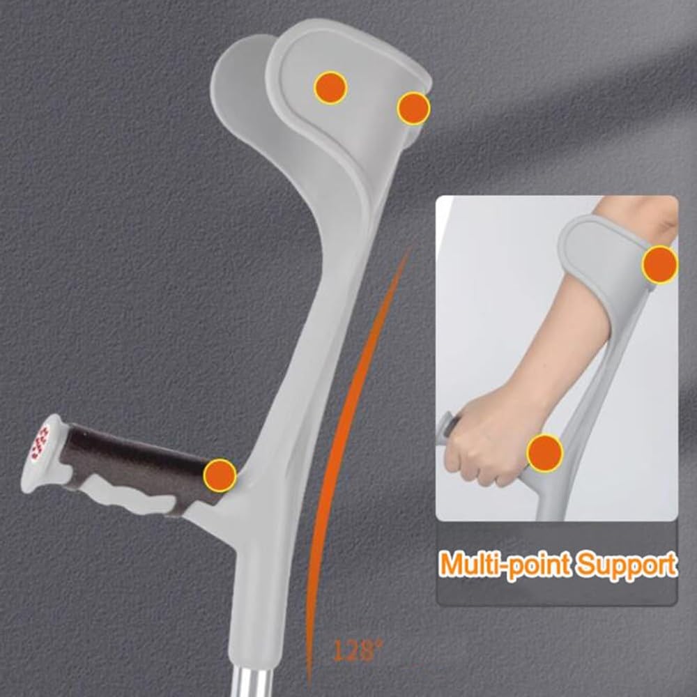 FLYUFO Stampelle Ascellari per Adulto,Stampelle Avambraccio Altezza Regolabile, stampella Ortopediche Regolabile per avambraccio per Camminare per Anziani disabili Anziani B,1PCS