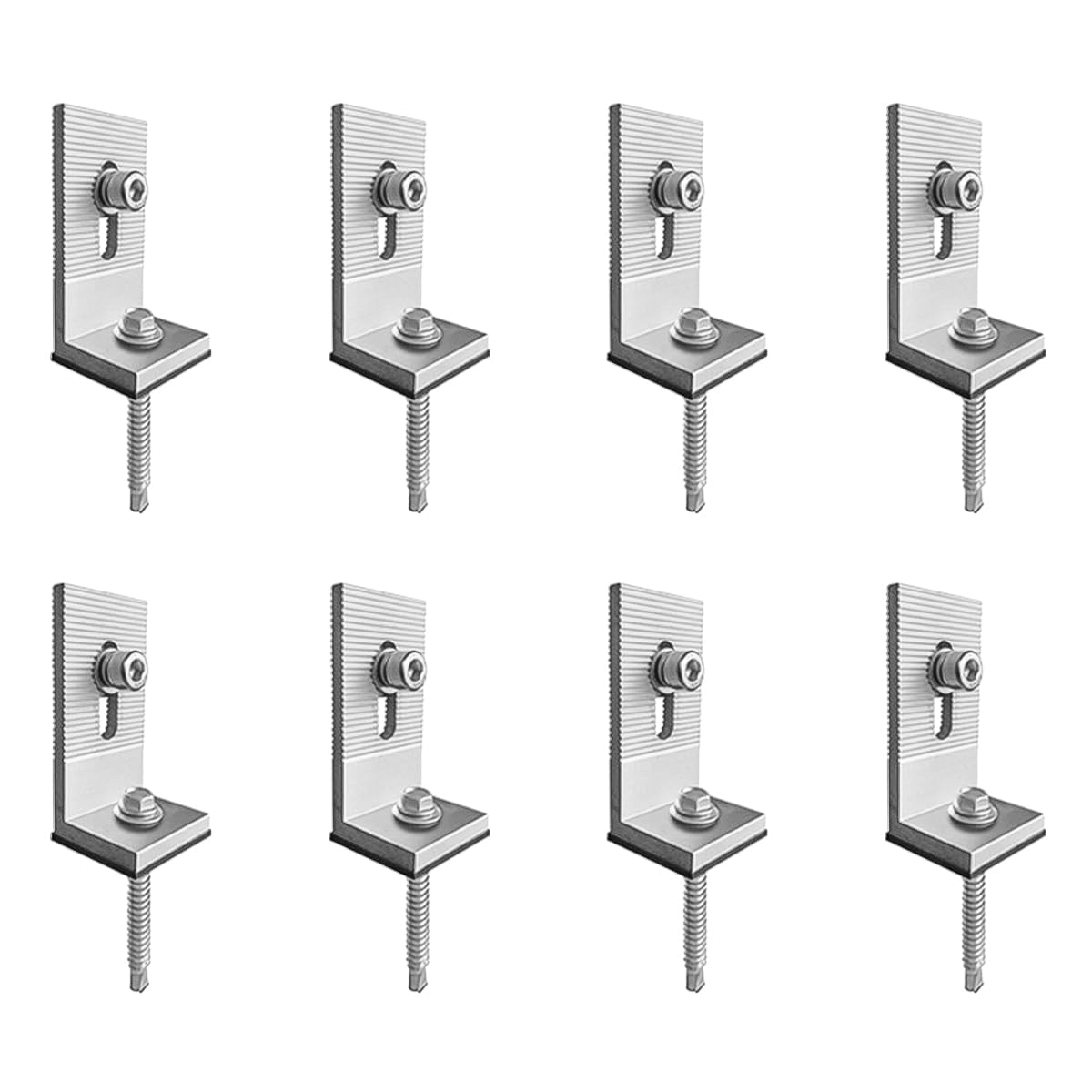 Ubric Lot de 8 équerres d'angle 90° en Aluminium pour Montage de Panneau Solaire, Support de Montage en L pour Toit Plat, avec vis