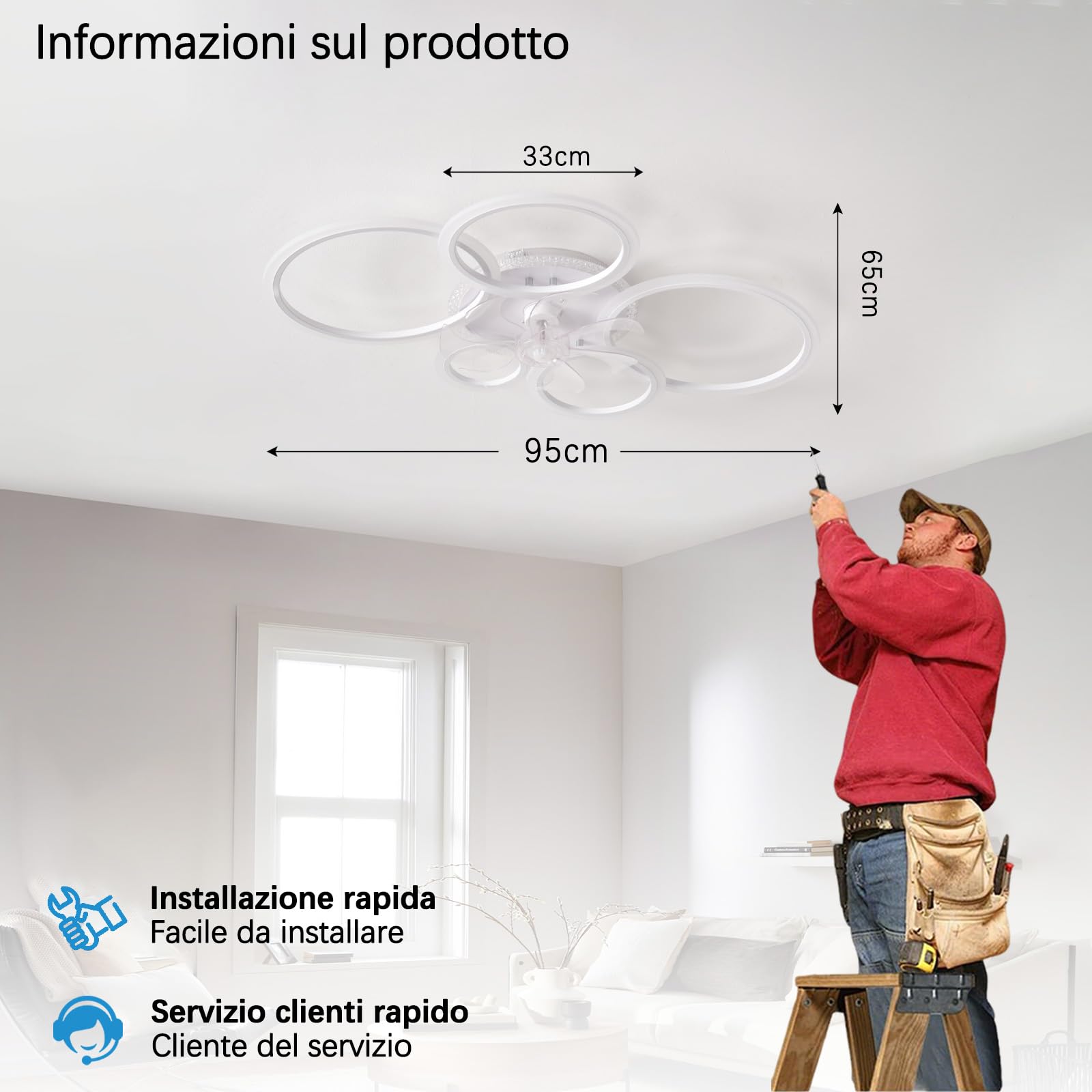 RGB Ventilatore da Soffitto con Luce Compatibile con Alexa 95cm | Reversibile Tempistica 6 Velocità,Dimmerabile Silenziosa Soggiorno Lampadario Ventilatore e Telecomando,Camera da Letto Sala