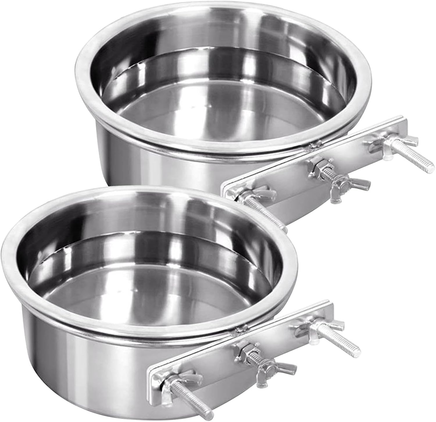 CALIDAKA 2pcs Kennel Water Bowl Dog Crate Water Bowl No Spill Hanging Cage Food