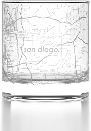 Miniatura 112 de Well Told Vaso de whisky grabado con mapa de Charleston, Carolina del Sur, vaso de rocas estilo antiguo (11 oz, transparente), vaso de whisky