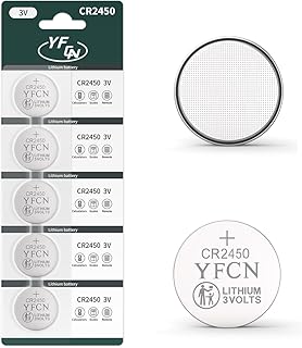 CR2450 Battery 3V Lithium Battery 5 Count Pack CR2450 Batteries - 10 Years Shelf Life - CR 2450 Coin Cell Batteries for Key Fob, Remotes, Flameless Candles