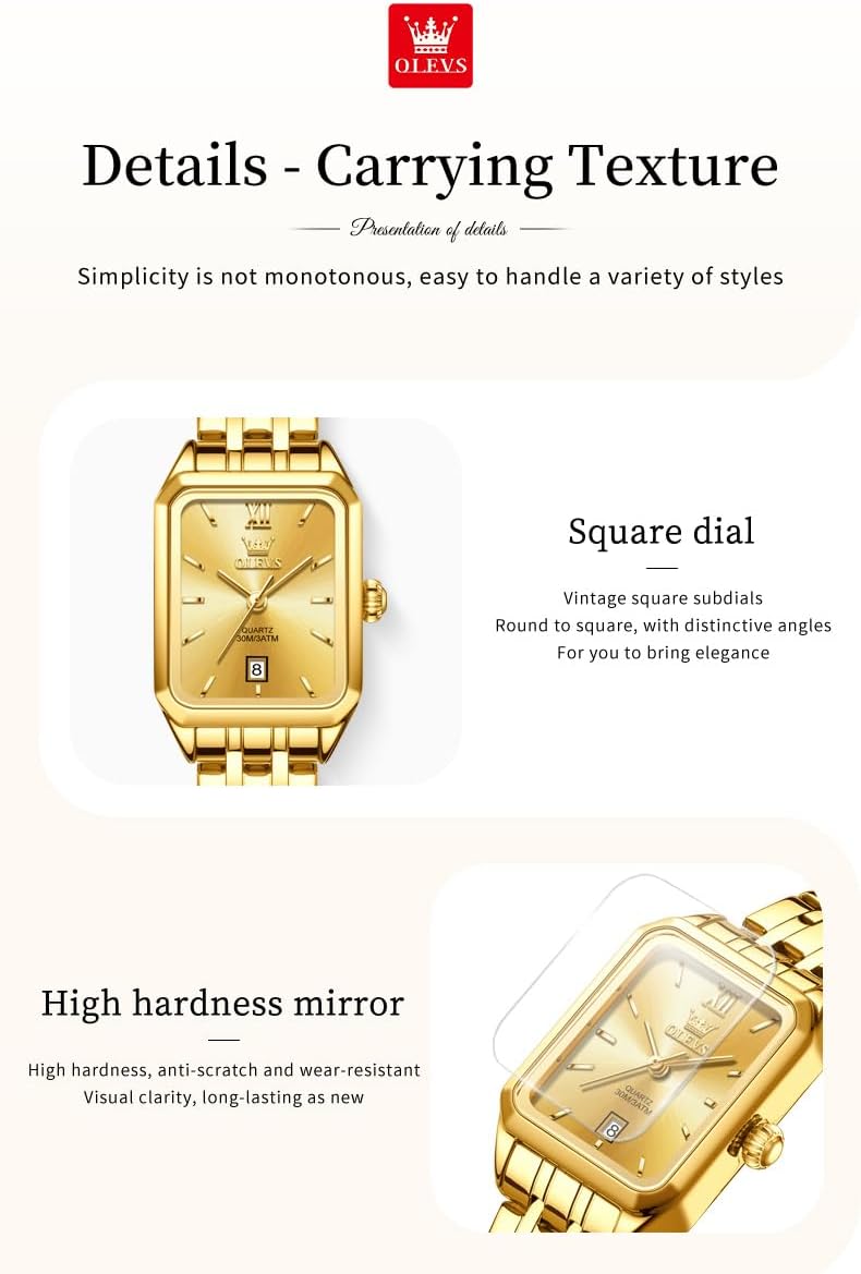 OLEVS Women Watches Business Dress Square Female Watches for Ladies Stainless Steel Waterproof Luminous Wrist Watch for Women - Image 4