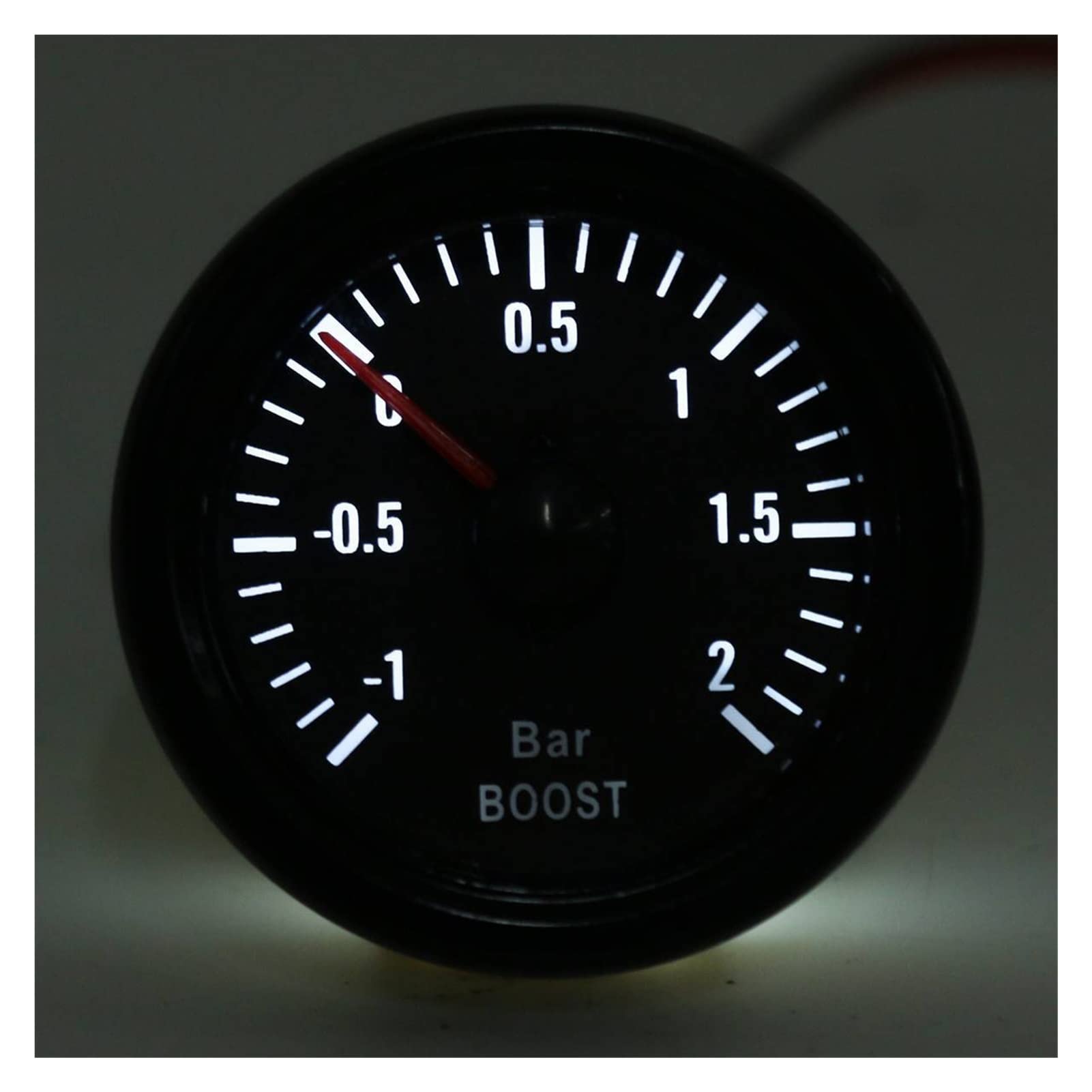 Meccanico Turbo Boost Manometro -1 ~ +2 Bar 2 "52mm Bianco PORTATO Display Black Bezel 12V Universal Boost Puntainter Meter Misuratore di Spinta