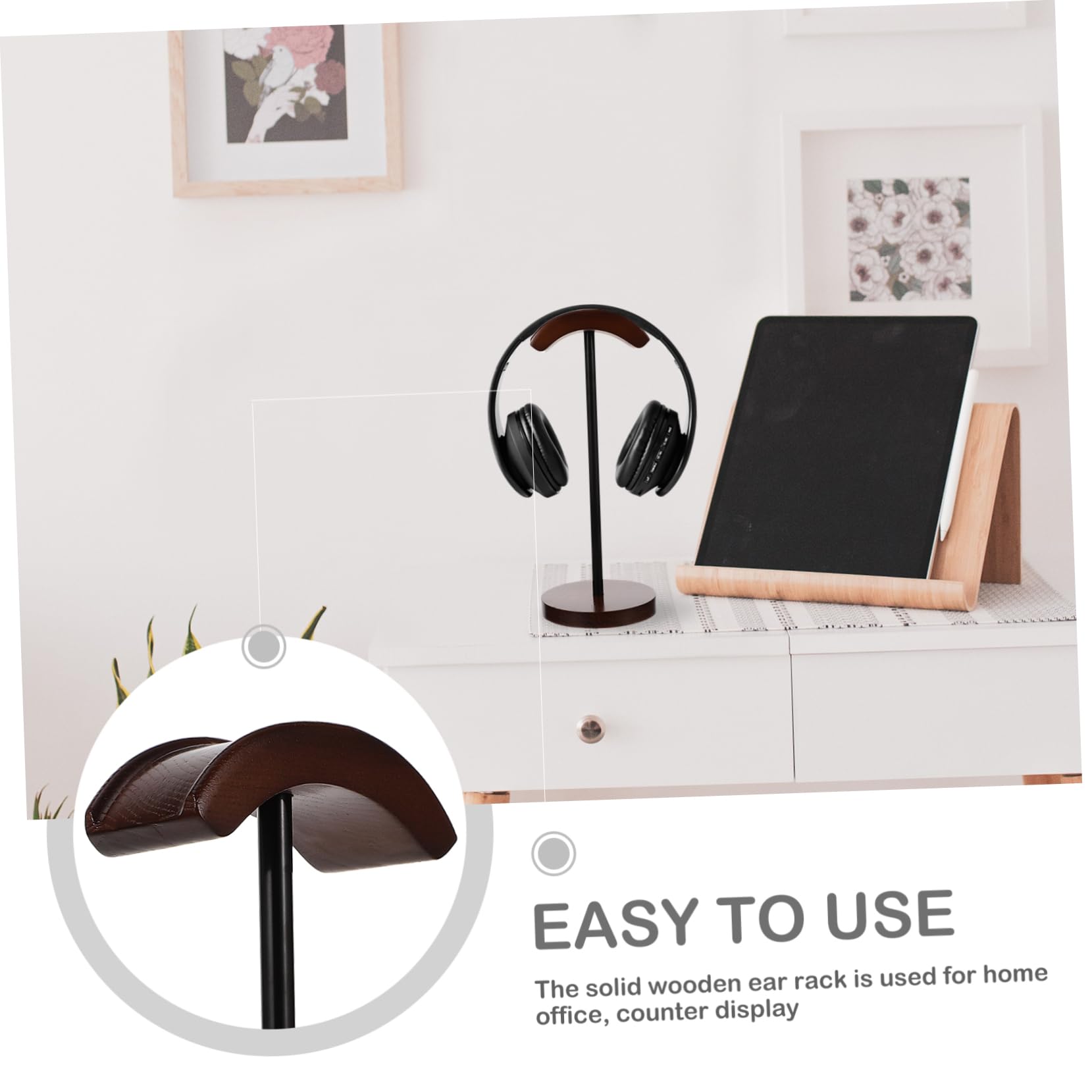 Tofficu Supporto per Cuffie in Legno per Desktop, Porta Auricolari da Scrivania, Resistente e Durevole, Accessorio per Headset e Headphone