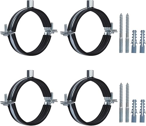 4 piezas de colgador de tubo de anillo dividido, abrazadera de soporte de tubo ajustable resistente con tornillo y tubo de expansión, soporte de