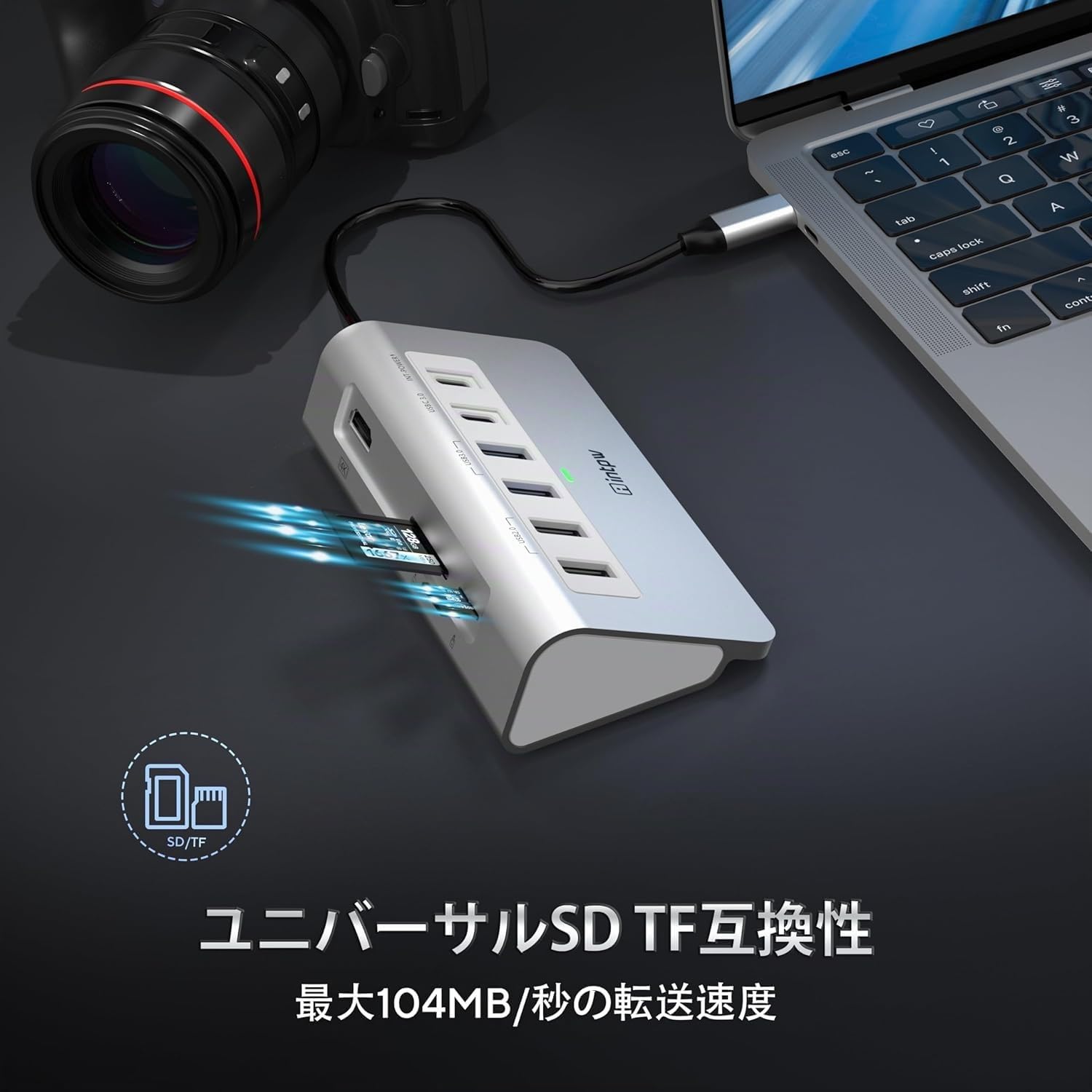 P9 Hub USB C, intpw 9 en 1 Adaptateur USB C vers 4K HDMI, PD 100W, 2 x USB A 2.0, 2 x USB A 3.0, 1 x USB C 3.0, SD/TF pour MacBook Air/Pro iPad Dell