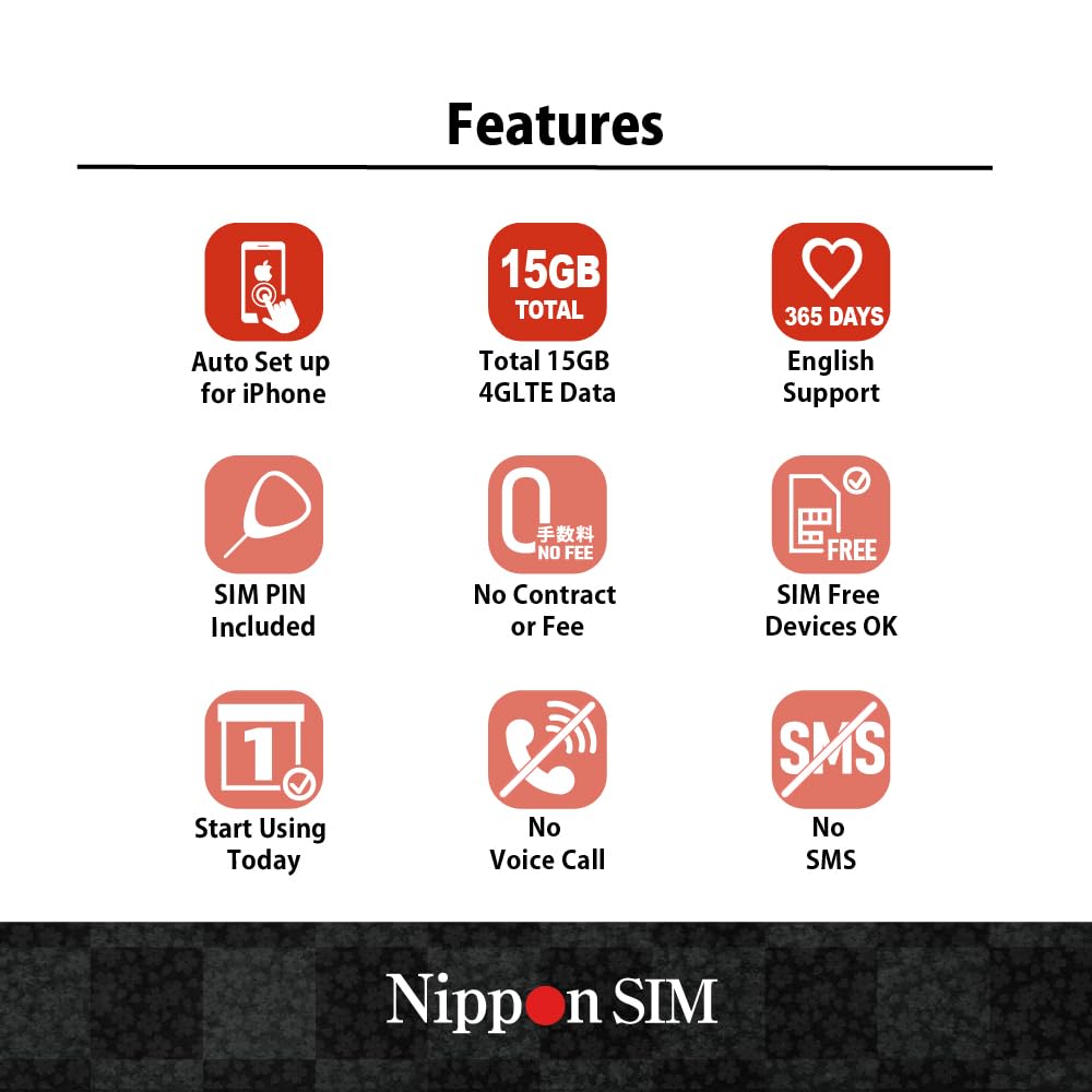 Nippon SIM for Japan 180 Days 15GB 4G LTE Data (No Voice/Text) 3-in-1