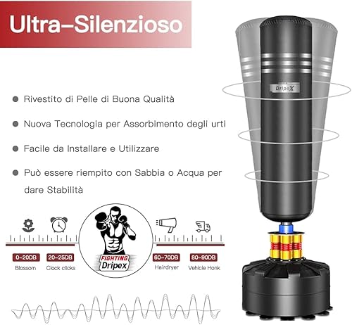 Dripex Sacco Boxe da Terra, 175cm Sacco da Boxe