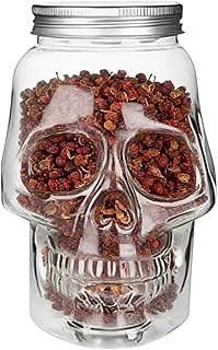 スカル形状のドリンクボトル | 500ml と 800ml の スプーキー で 再利用可能 な 蓋付き 容器 - 海塩 用 コンテナ | キッチン、バスルーム、卓上、ベーキング、調理、家庭用、アウトドア、キャンプ、レストラン、バー用