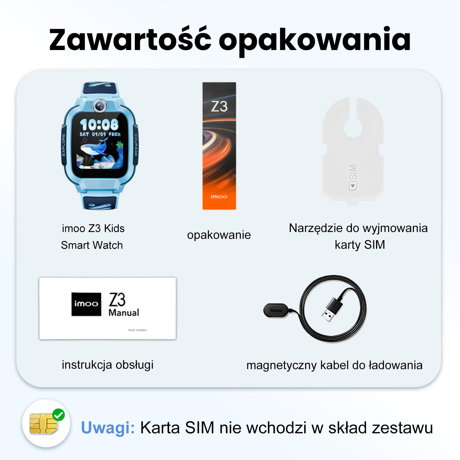 imoo Z3 Smartwatch dla Dzieci, GPS w czasie rzeczywistym, połączenia 4G wideo i głosowe, ekran 1.5″ HD, pamięć 8GB, wodoodporny IP68, tryb szkolny, przycisk SOS, kontrola rodzicielska (Niebieski, Z3)