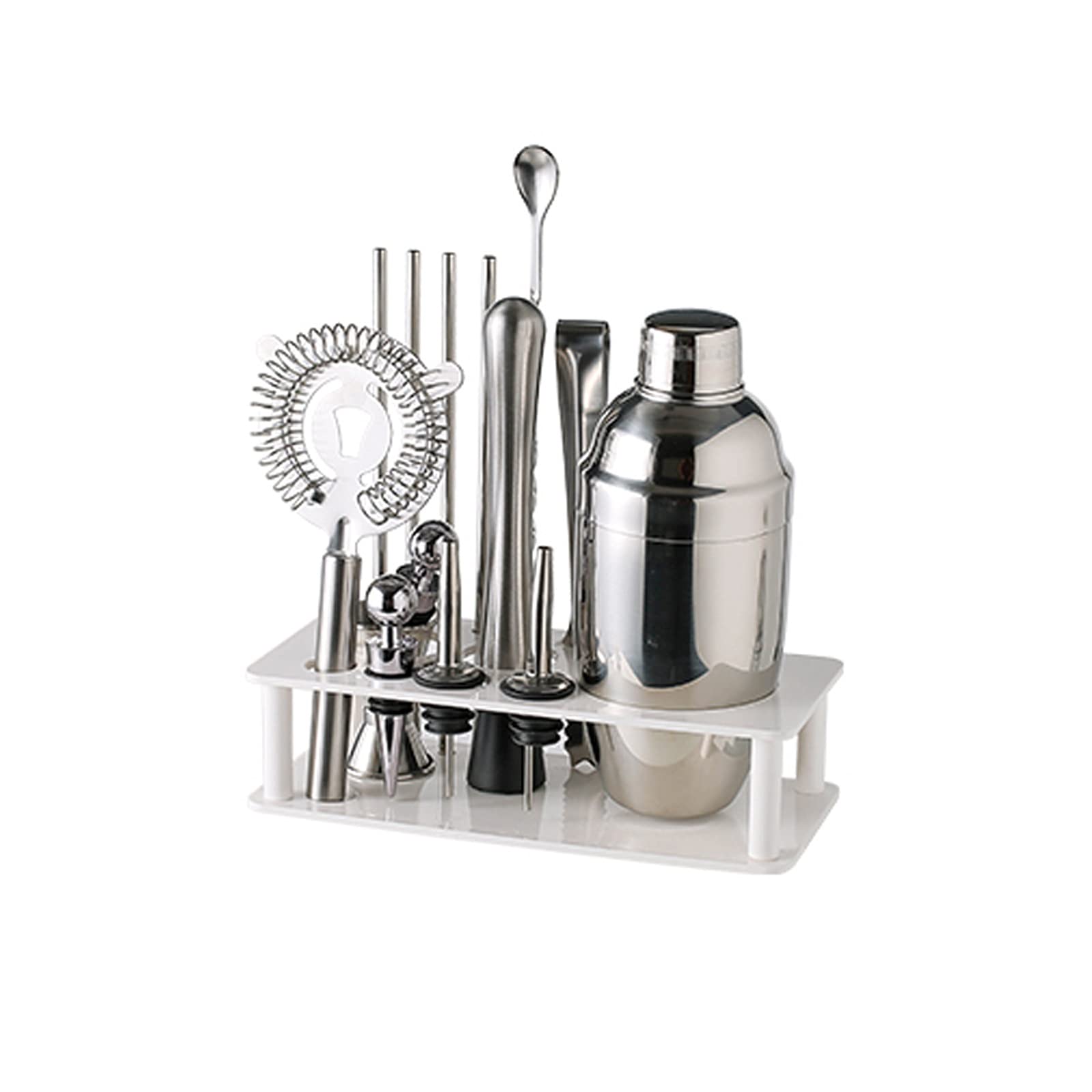Coctelera de cóctel kit de bartender Coctel de cóctel conjunto por - kit de bartending de acero inoxidable Shaker con colador de bebidas construidas, herramientas de barra profesional 15 piezas Ideal