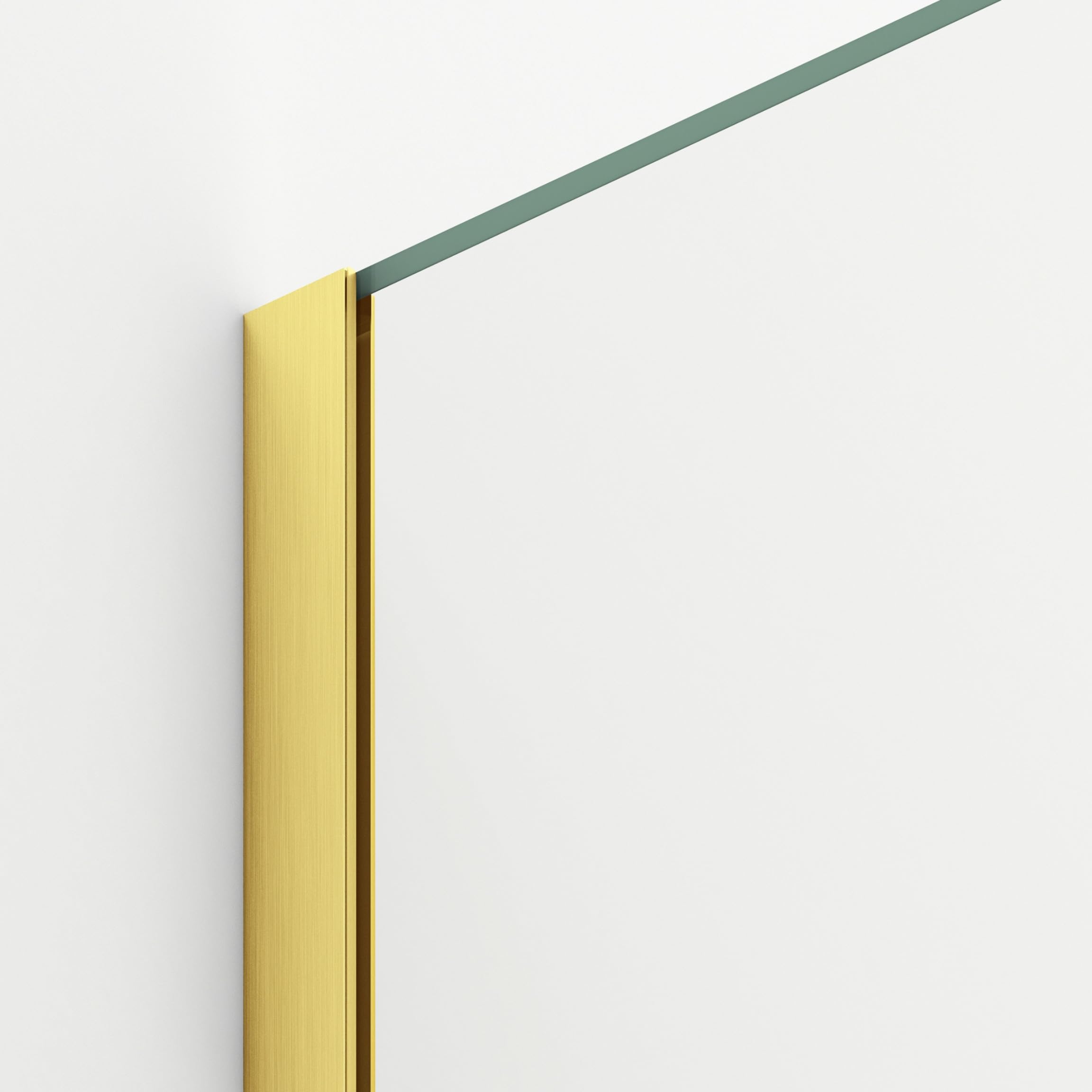 Mampara de Ducha Dorada 50 x 200 cm - Panel Fijo de Cristal Templado 8 mm con Tratamiento Antical Easy Clean - Instalación Reversible Izquierda/Derecha - Ideal para Ducha de Obra Walk-In