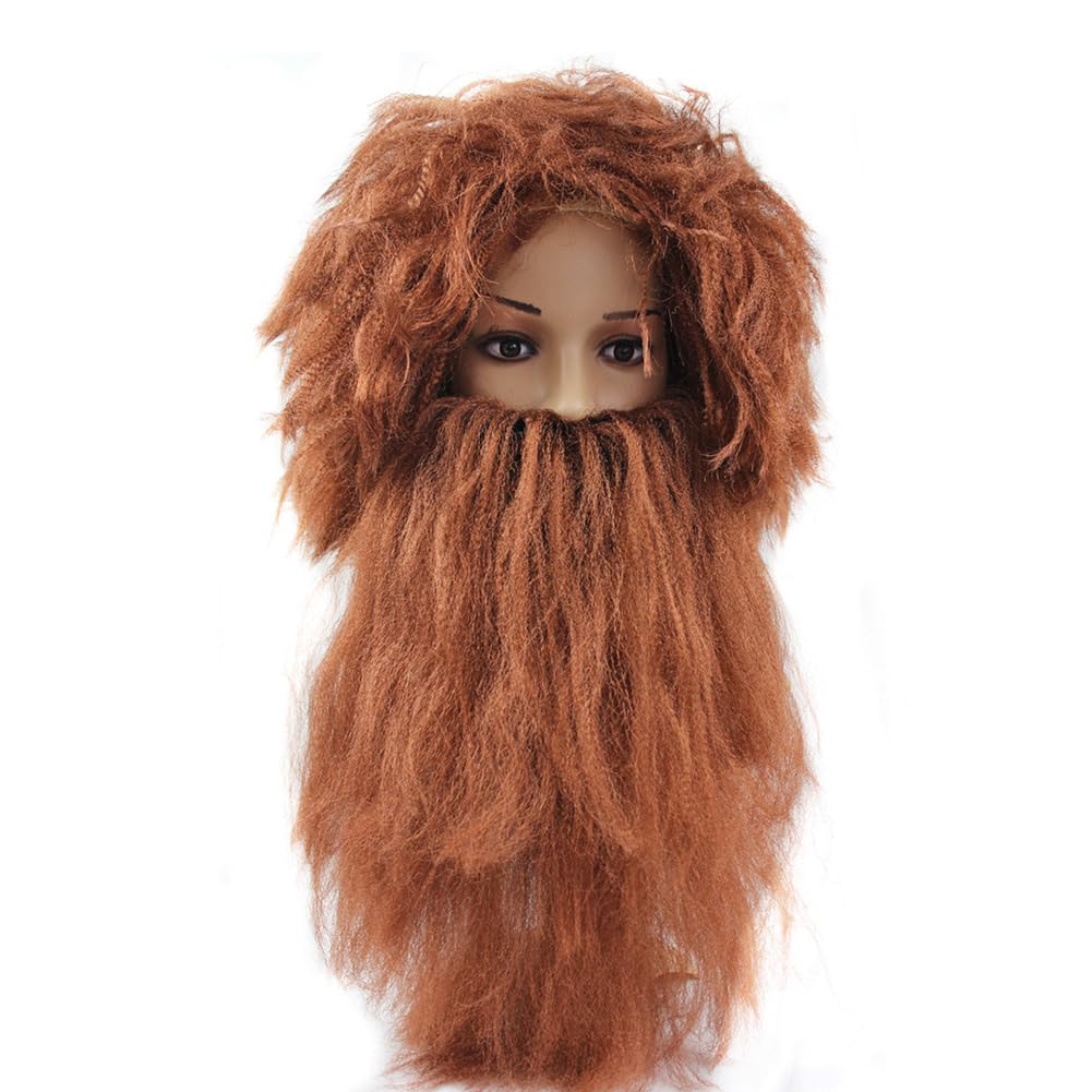 Amazon.co.jp: コスプレ 原始人 ウィッグ 髭 2点セット コスチューム用