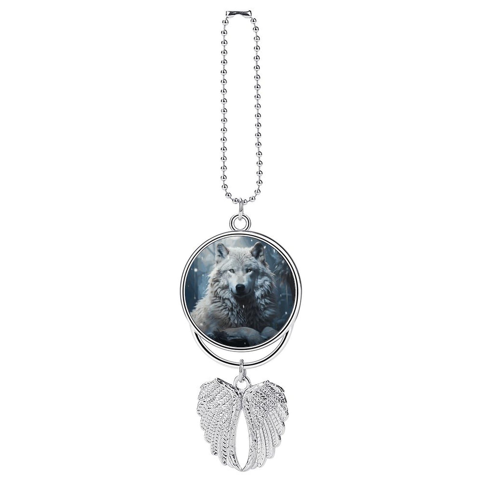 Wolf Sitting in The Snow Car Charm Alloy Car Rear View Mirrors Hanging Ornaments Stylish Car Pendant Funny Auto Hanging Accessories Car Hanging Ornaments Gift for Women Men