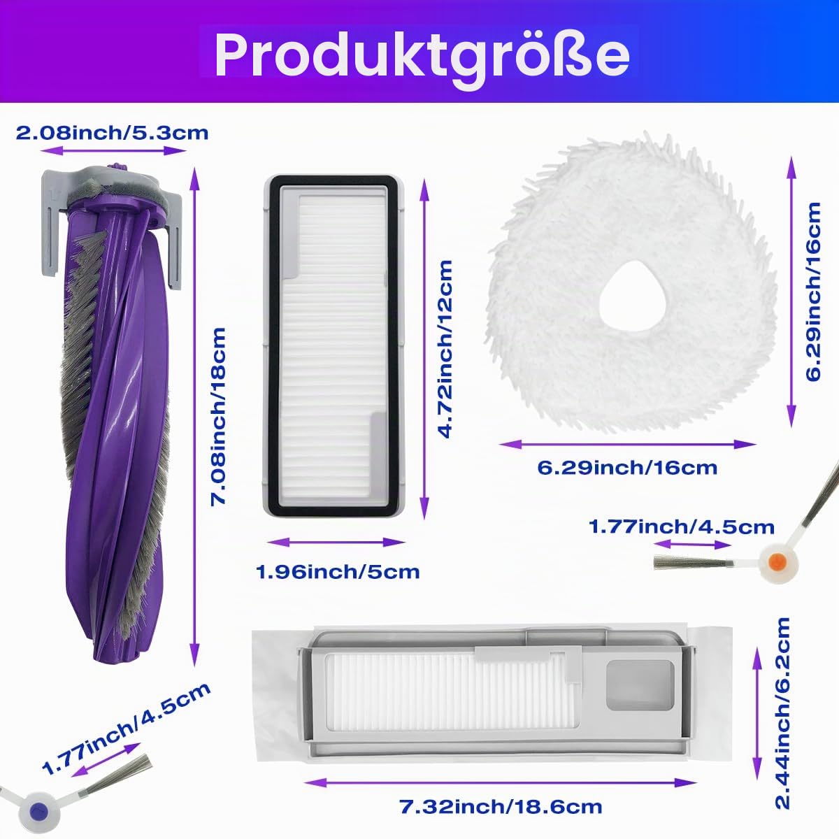 HomeTimes Ersatzteile für Narwal Freo X Ultra Saugroboter Zubehör mit 1 Gummibürsten 2 HEPA-Filter 4 Mop-Pads 4 Seitenbürsten 4 Staubbeutel