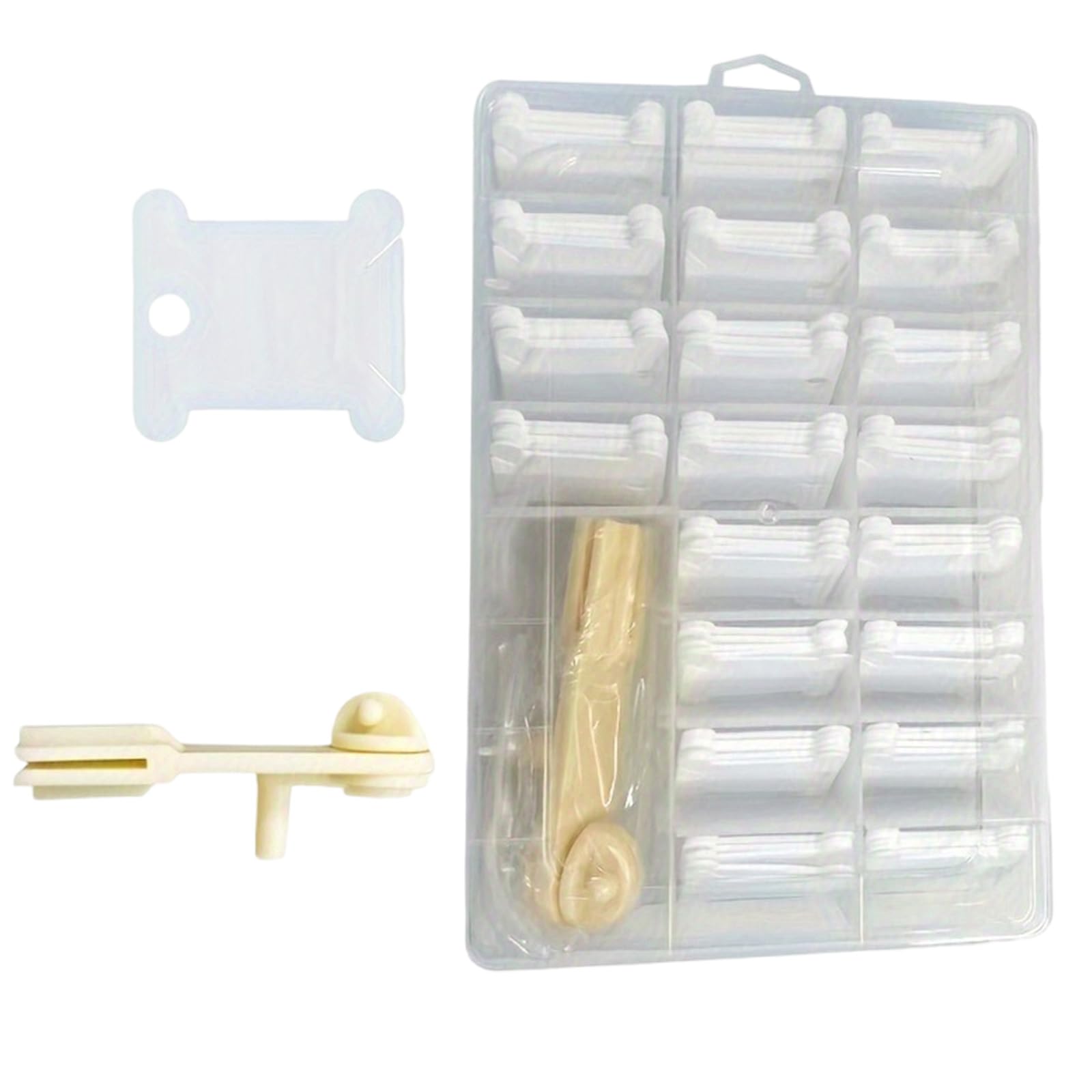 Msioytog 200Pcs Embroidery Floss Storage Bobbins with Handheld Thread Winder Tool Craft Organizers for Sewing Supplies Crosses Stitching Thread Storage