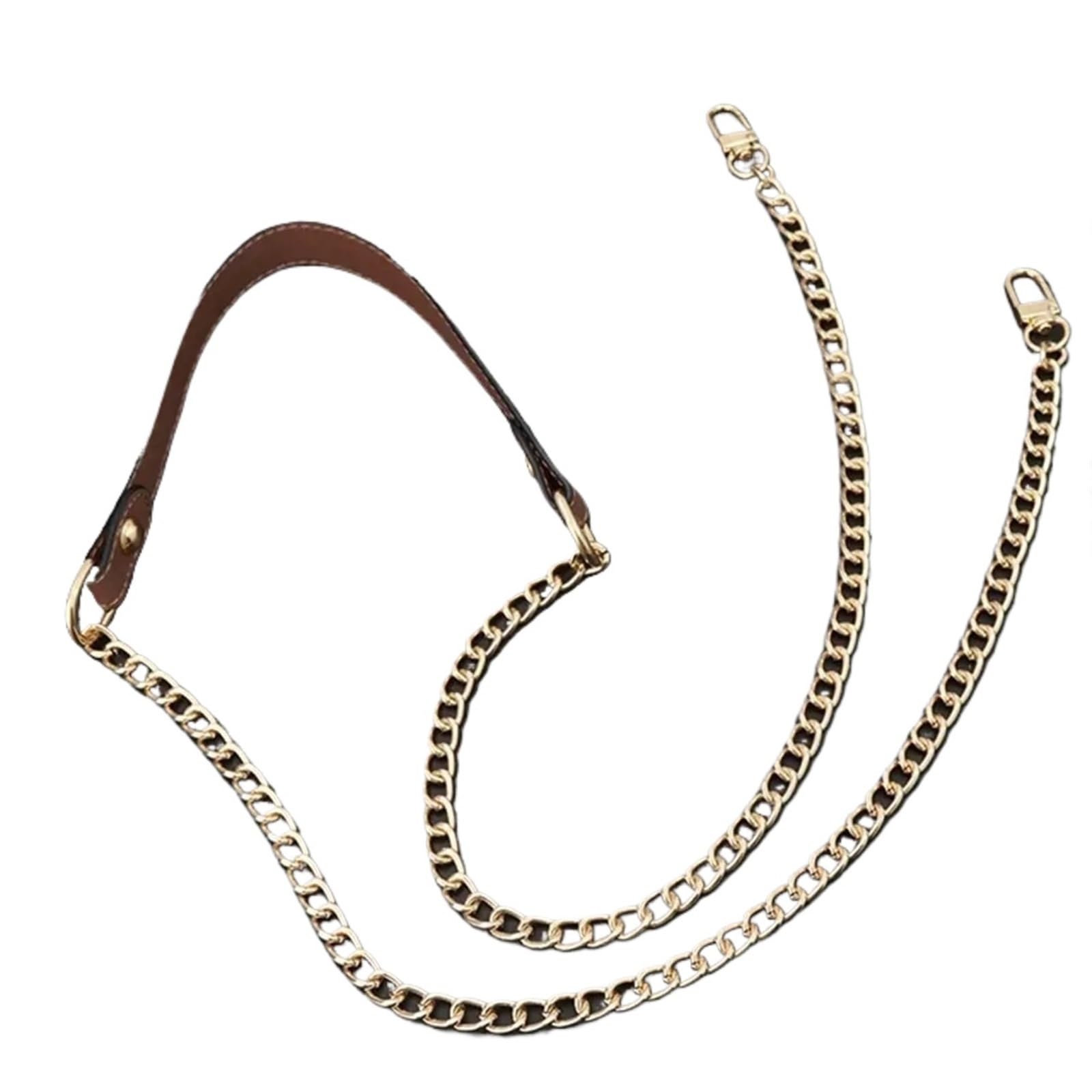 YUSUZH 120cm Replacement Bag Metal Chains Leather Handle Shoulder Crossbody Strap Accessories with for Small Bag(Coffee)
