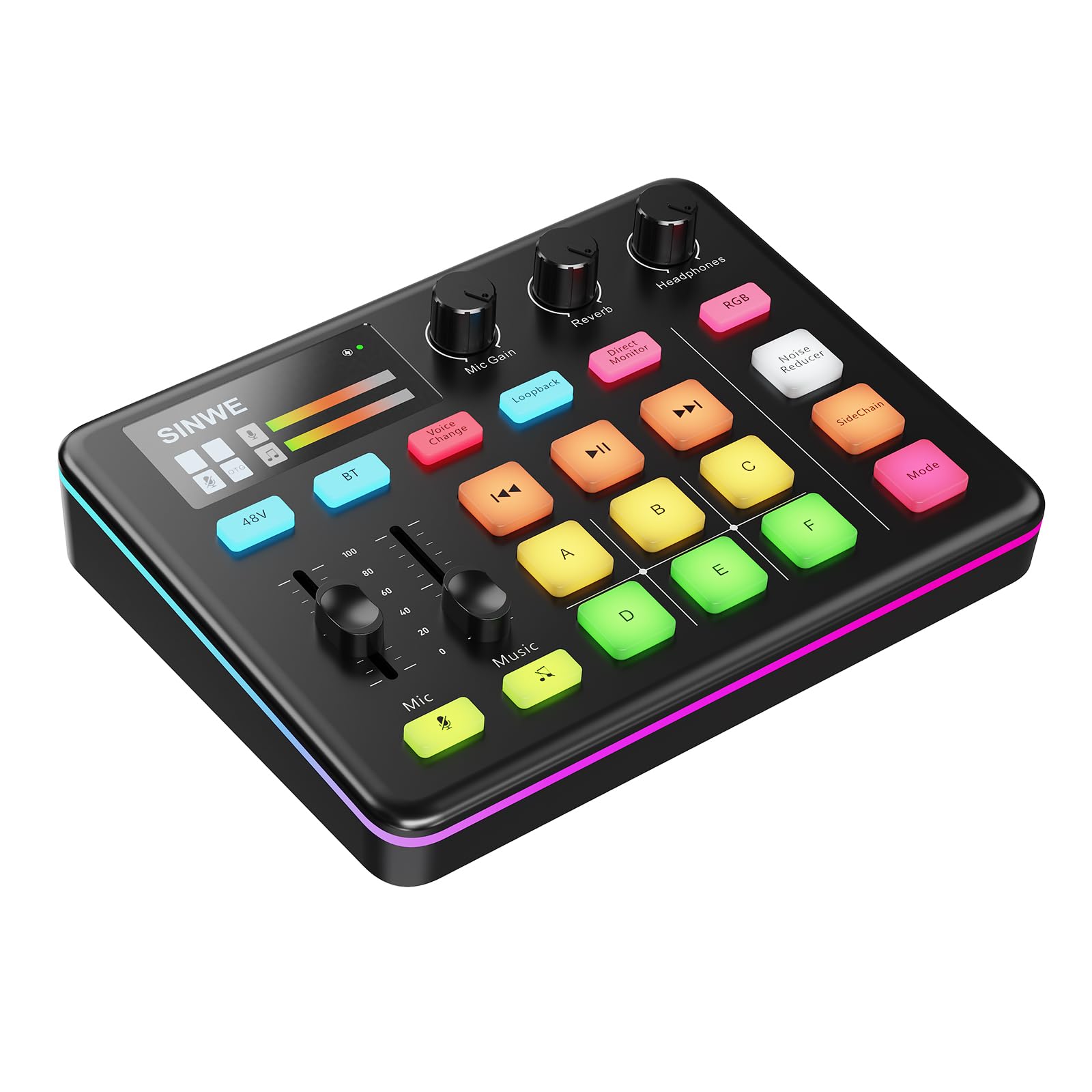 SINWE G1 Pro Gaming Audio Mixer: RGB Audio Interface with