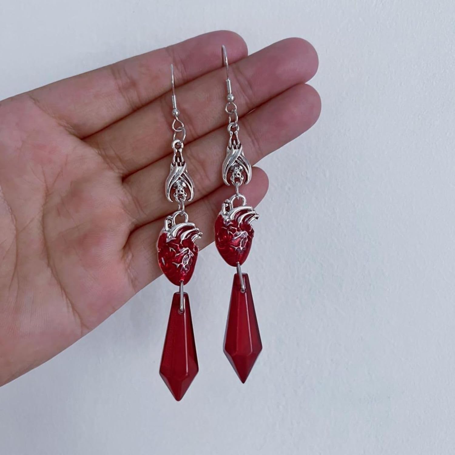 Gothic Halloween Earrings for Women Goth Bloody Cameo Earrings Punk Vampire/Ghost/Heart/Skull Hand Dangle Earrings Dark Halloween Earrings Jewelry - Image 5