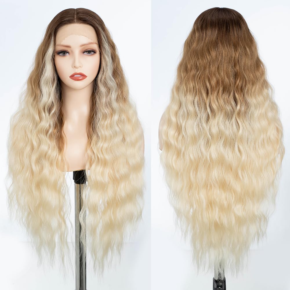 FASHION IDOL Long Wavy Synthetic Lace Front Wigs 30 inches Deep Middle Part Baby Hair Wigs for Women 5% Brazilian Human Hair and 95% Heat Resistant Fiber - Image 4