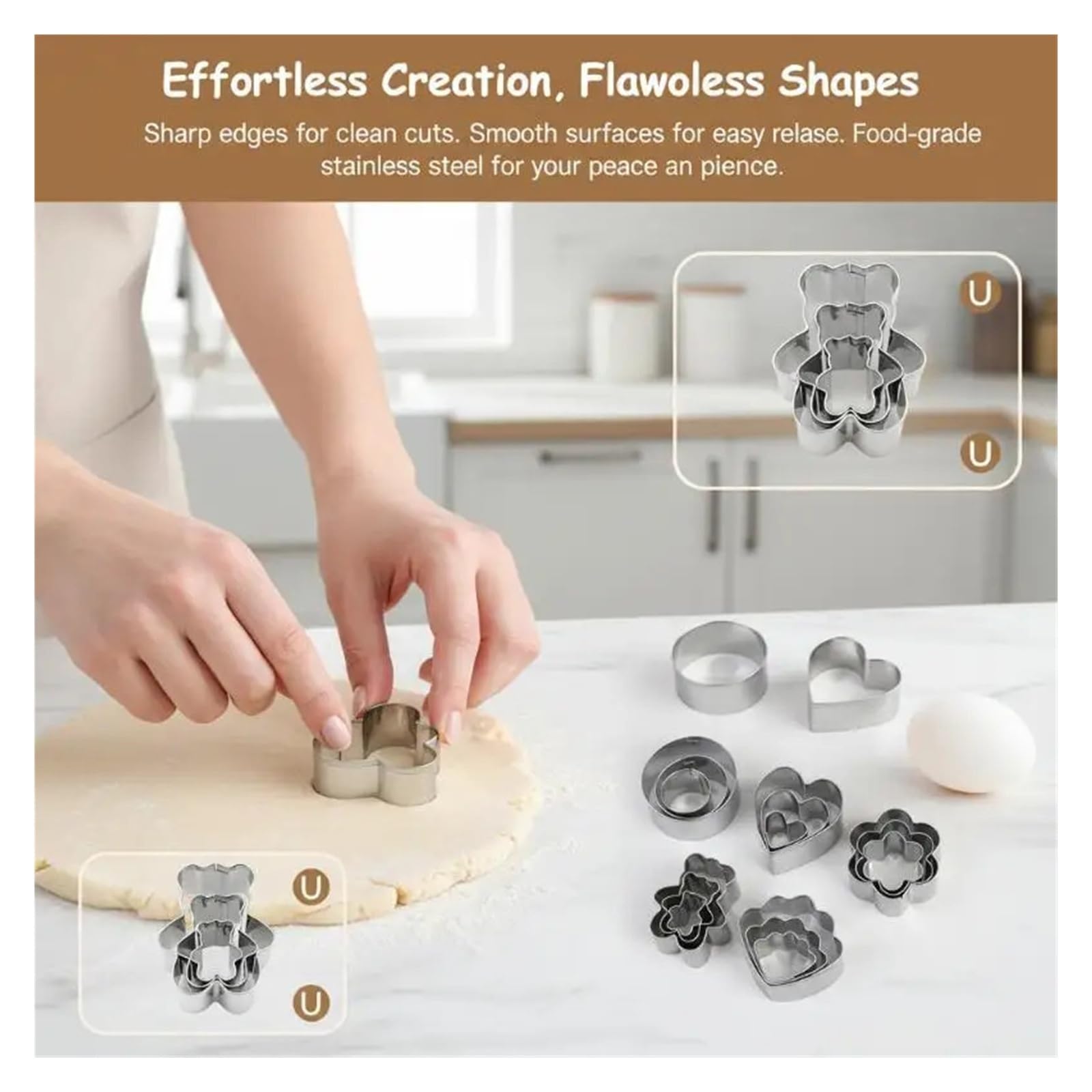 Emporte-pièces en forme de cœur et de fleurs, 3 tailles, moules à Fondant en acier inoxydable, ensemble d'outils de décoration de biscuits multi-formes(Round)