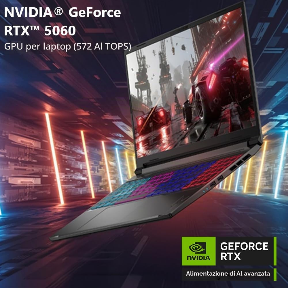 Acer Nitro V 16S AI Gaming Laptop | Processore AMD Ryzen 7 260 | NVIDIA GeForce RTX 5060 Laptop GPU (572 AI Tops) | 16" WUXGA IPS 180Hz Display | 32GB DDR5 | 1TB Gen 4 SSD | Wi-Fi 6 | ANV16S-41-R2AJ
