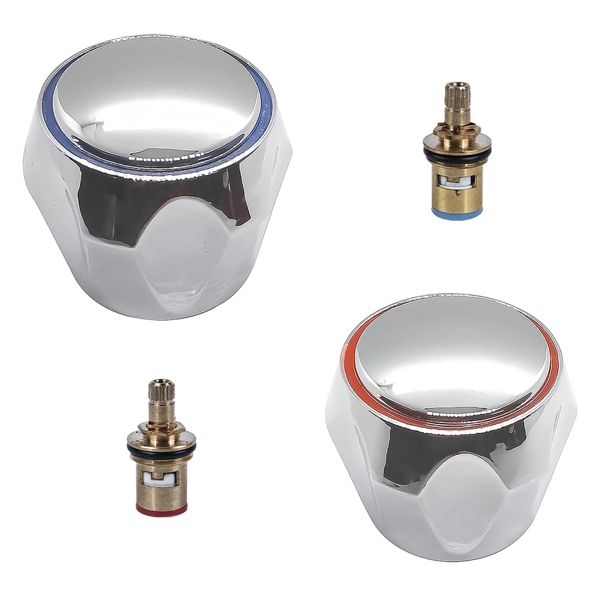 Namvo 2-Pack Faucet Restore Kit, 1/2" Standard Basin Sink Faucet Mixing Head Handle Cartridge with Hot/Cold Indicators for Easy Replacement