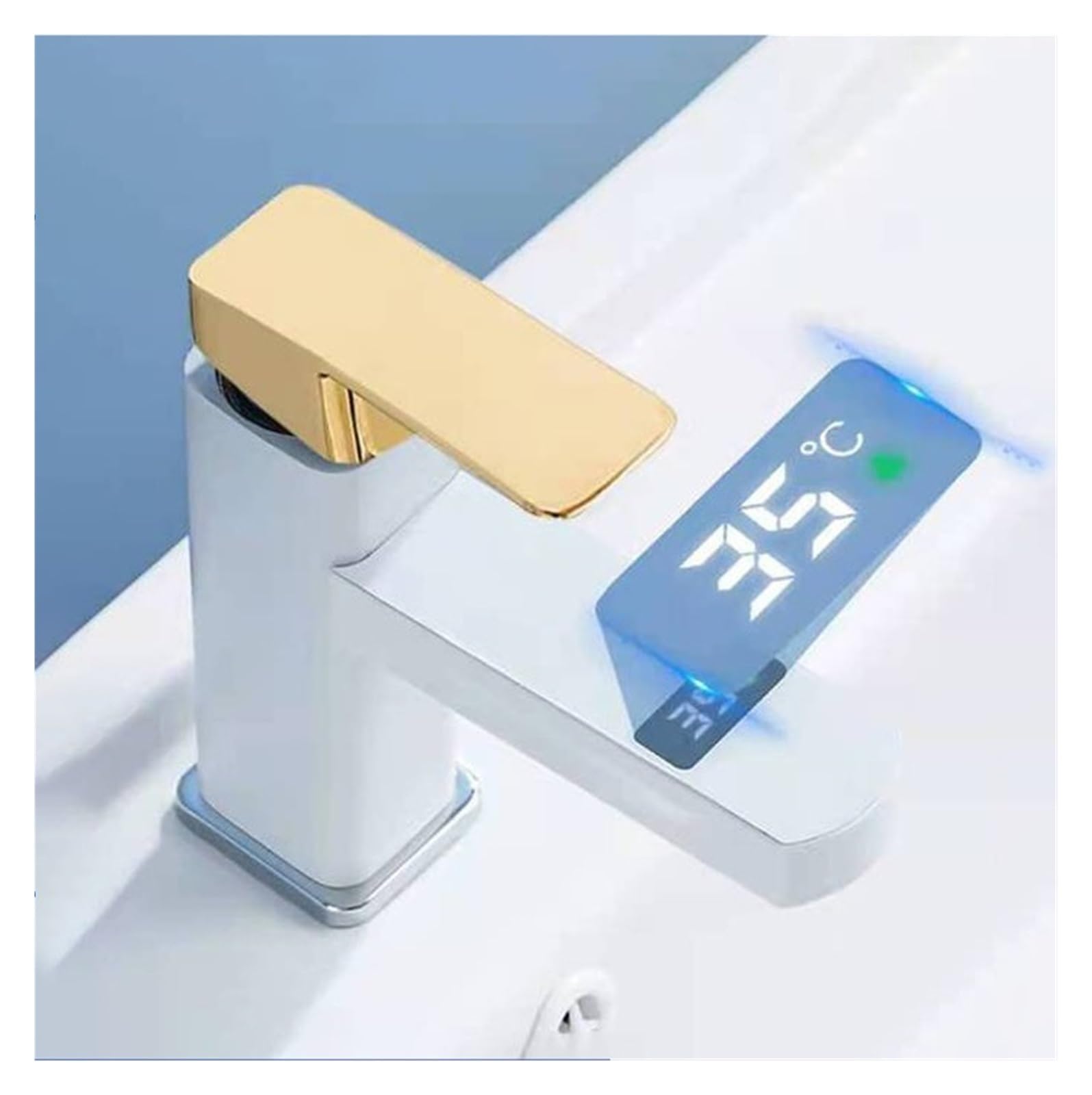 Robinet de lavabo luxe blanc or mitigeur intelligent numérique tactile haut de gamme salle de bain