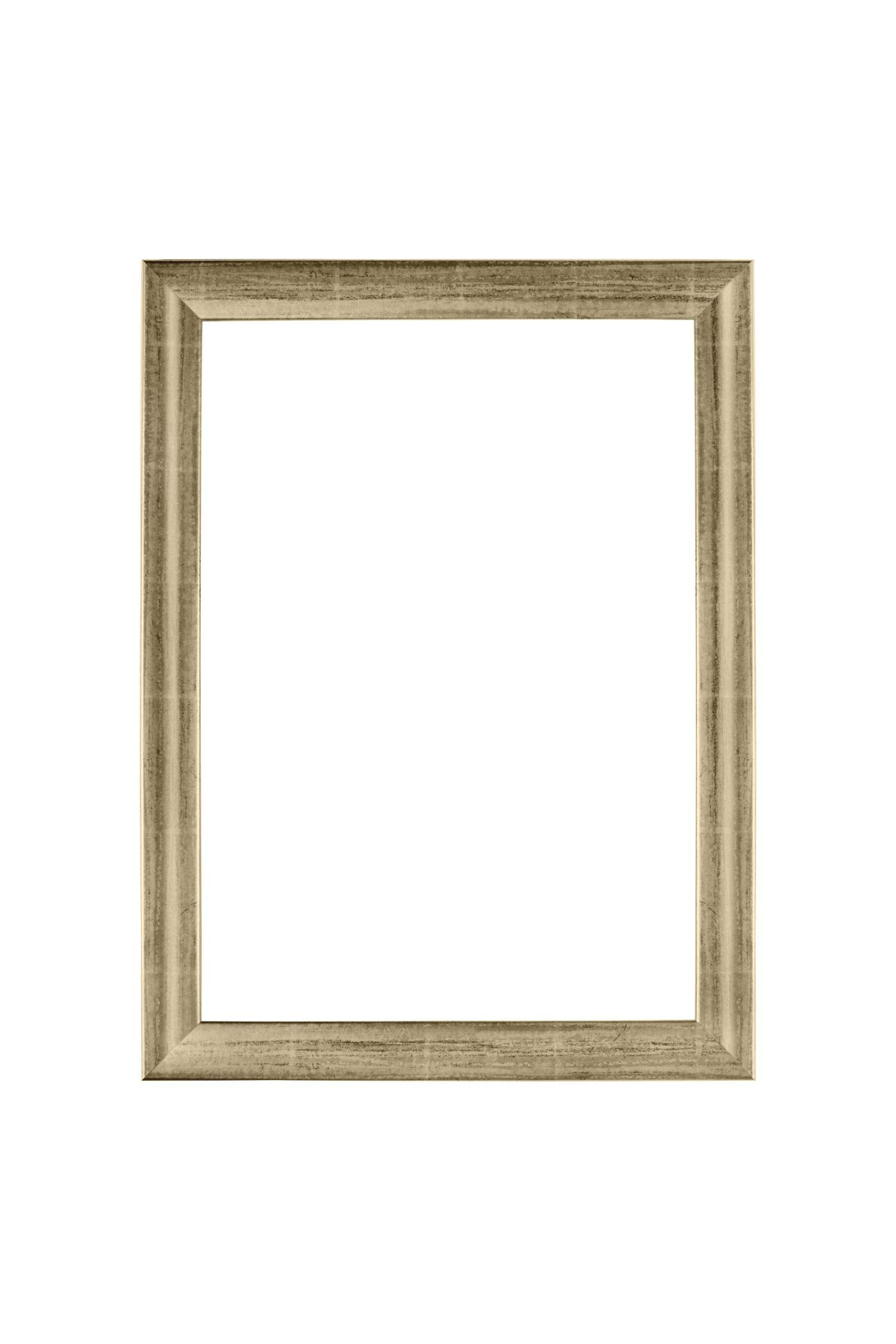 Marco de fotos FRAMO madera 39x27 cm Hoja Plata incl. cristal acrílico antirreflejos