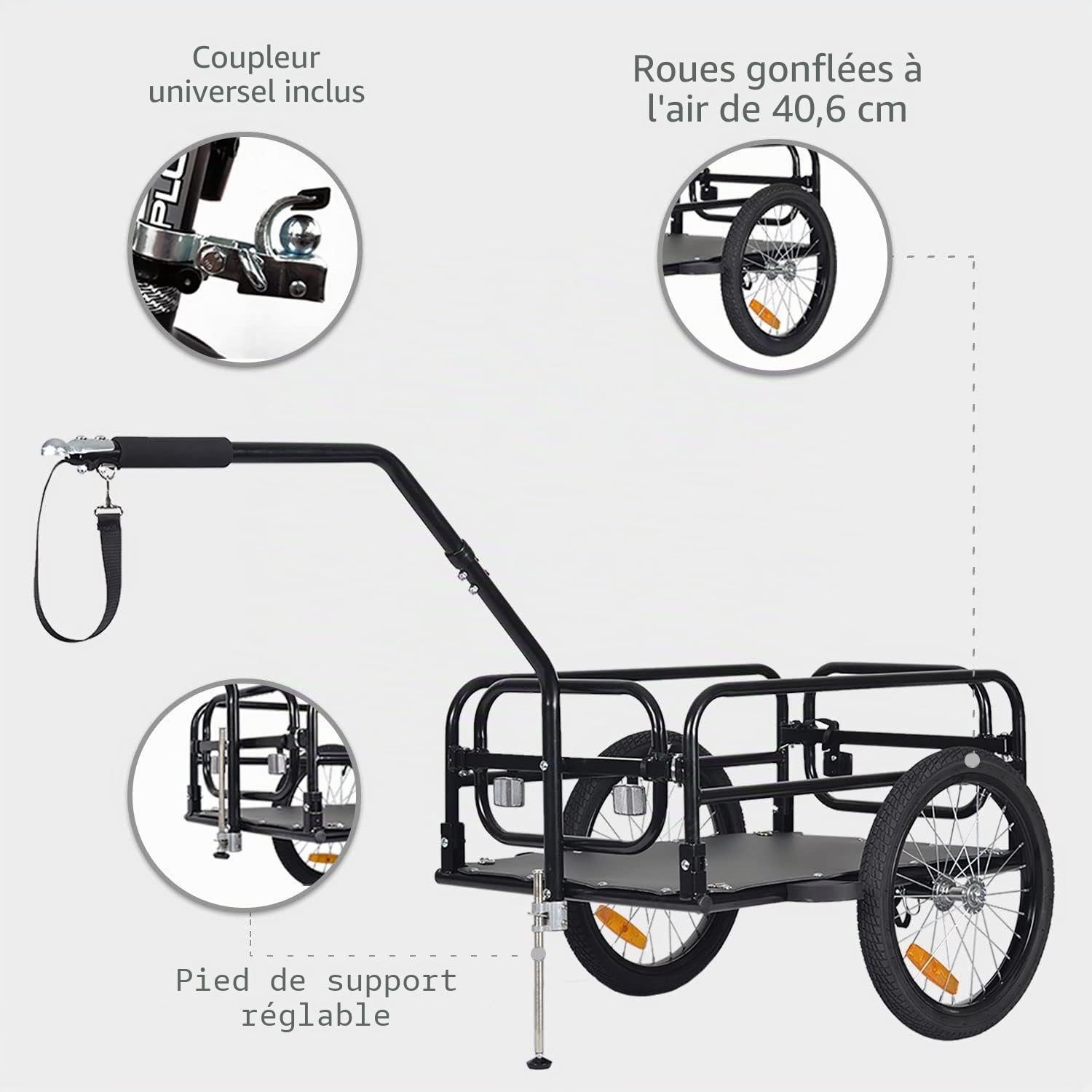 Tiggo City Porter Remorque de vélo pliable 2 en 1 transporteur
