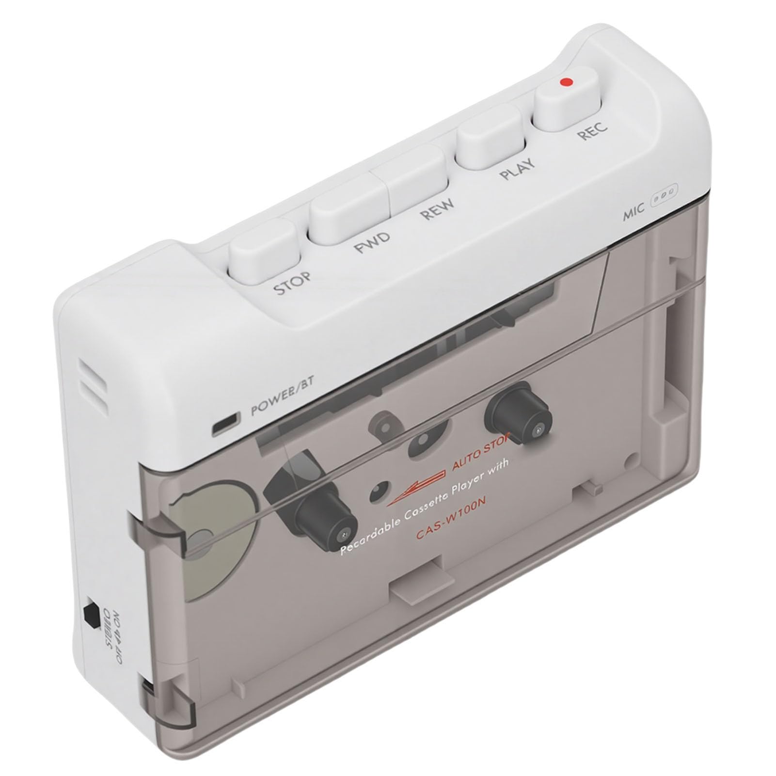 EMUKOEP Mini Lecteur de Cassettes Bluetooth, Enregistreur Stéréo Portable avec Micro, Parfait pour Les Déplacements, Matériau ABS, Couleur Blanche