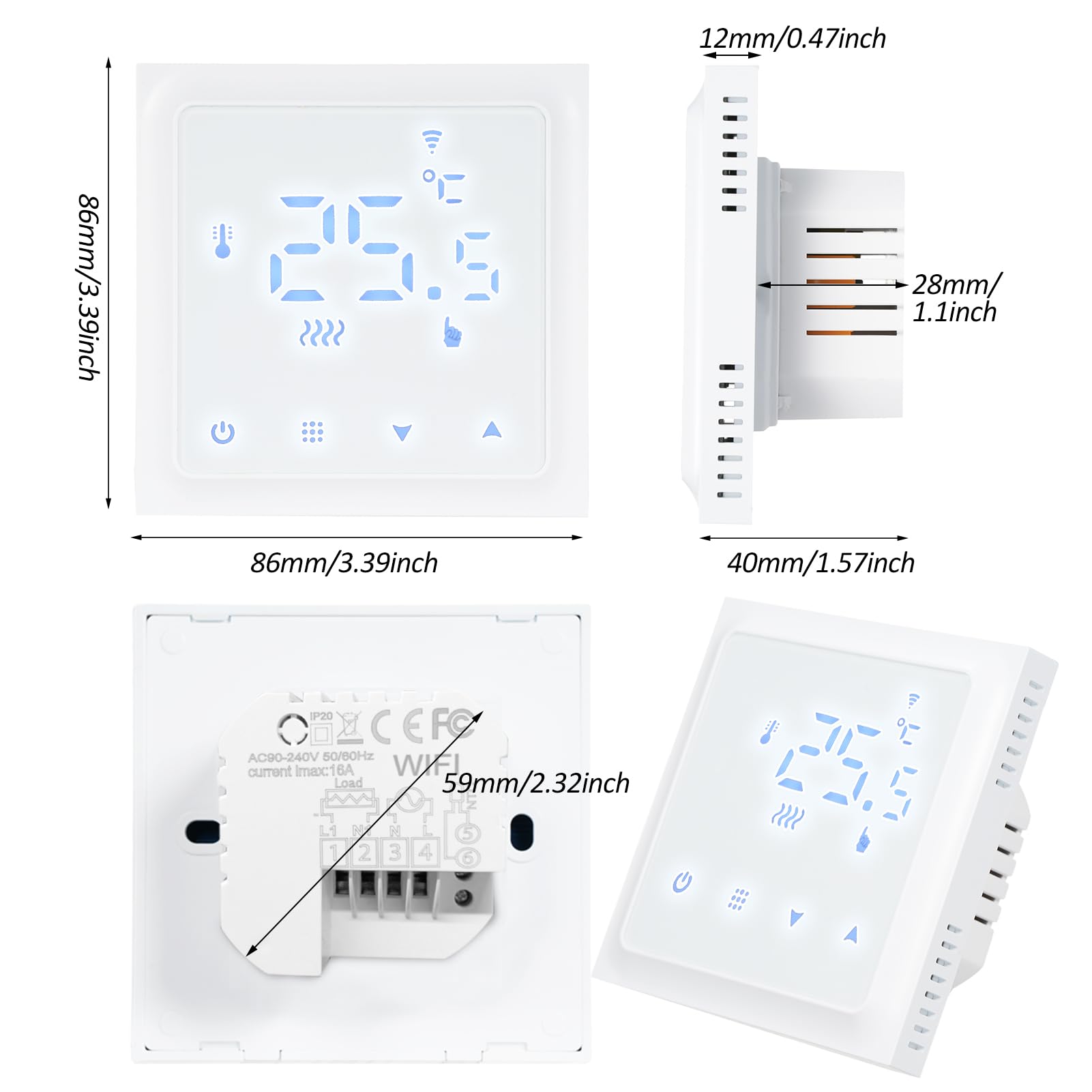 Pissente Termostato Intelligente WiFi Regolatore di Temperatura Touchscreen LCD Programmabile Settimanalmente Da 41 a 95 Fahrenheit Precisione di 0,9 Fahrenheit per Home Office School Hotel