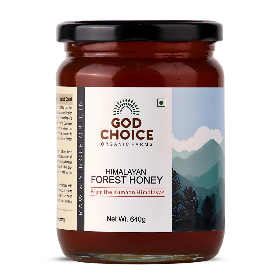 God Choice Organic Farms – 640 GM Raw Monofloral Honey | Himalayan Forest | Unpasteurized |Unprocessed | Unfiltered | Unblended | Sugar Free | Pure & Organic Honey (Glass Jar) (B0CLVNCXXF) Amazon Price History, Amazon Price Tracker