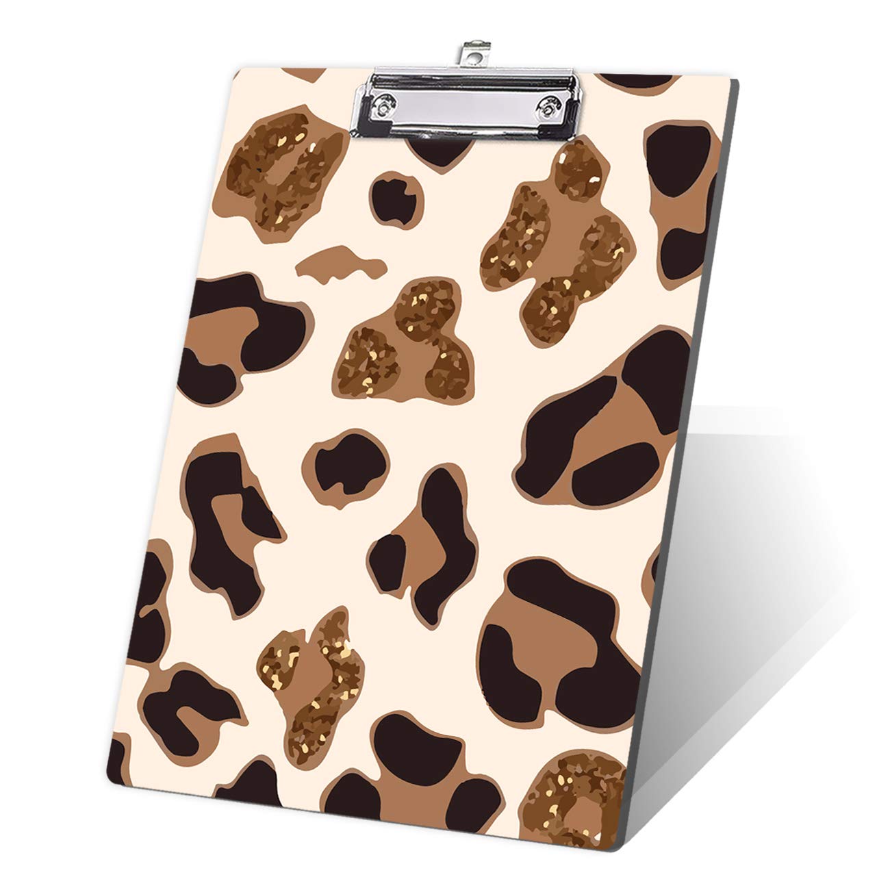 FVBAO Cute Decorative Wooden Clipboard,Leopard Design Letter Size Clipboard with Low Profile Metal Clip for Women,Nurses, Students, Classroom, Office