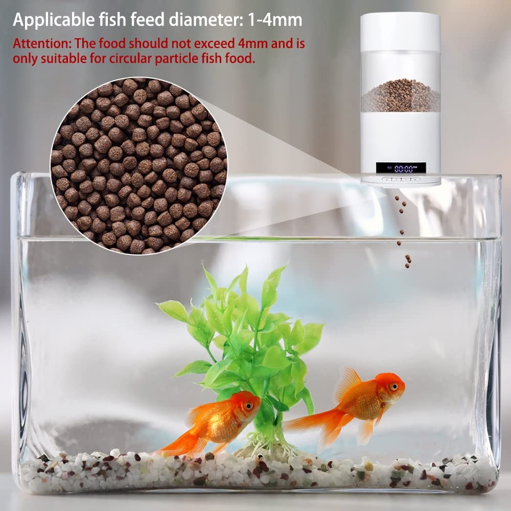 Futterautomat Aquarium, 500ml Große Automat Fische Futterspender bis zu 4 Mal am Tag, Automatischer Fischfutter mit LCD Display und USB-Ladekabel für Urlaub Teich Goldfische Tank