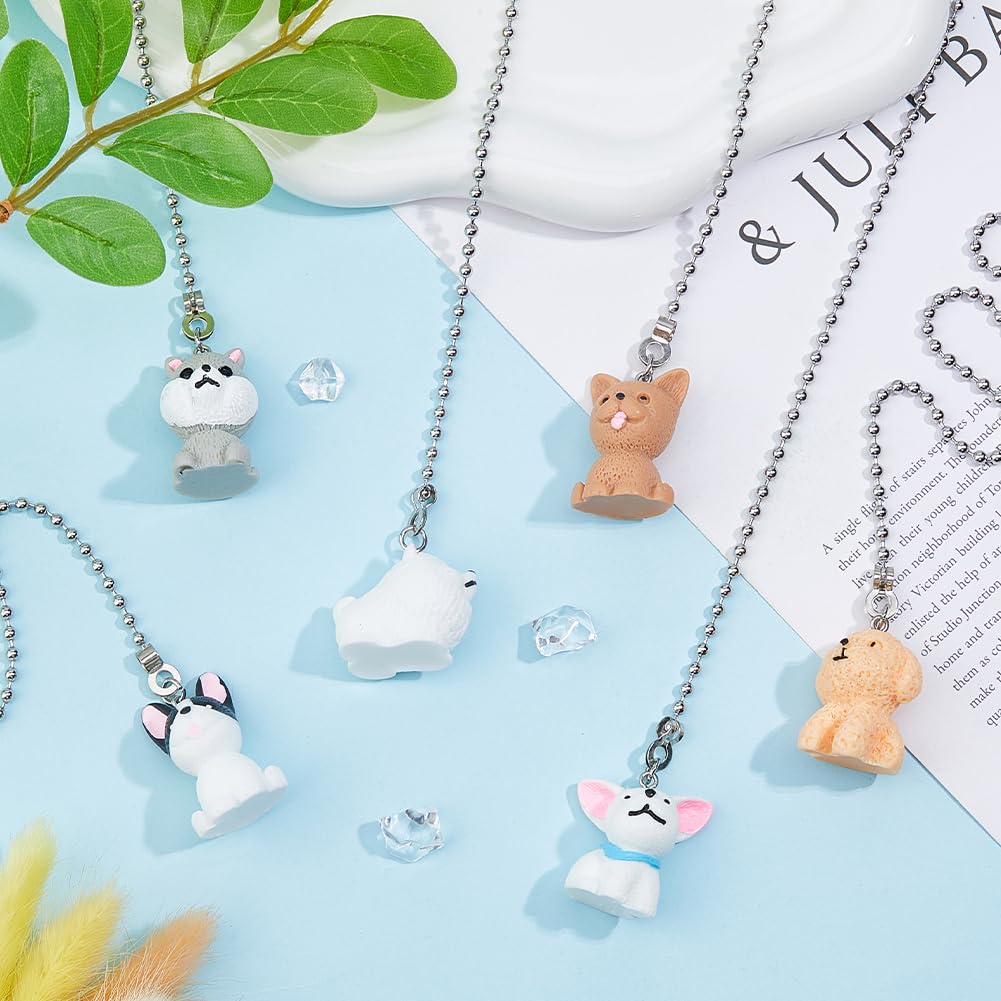 DICOSMETIC 6Pcs Ceiling Fan Pull Chain Extenders 6 Styles Resin Dog Charm Light Pull Chain 5.7 Inch Adjustable Decorative Extension Connector Hanging Ornaments for Lighting Lamp Decor - Image 4