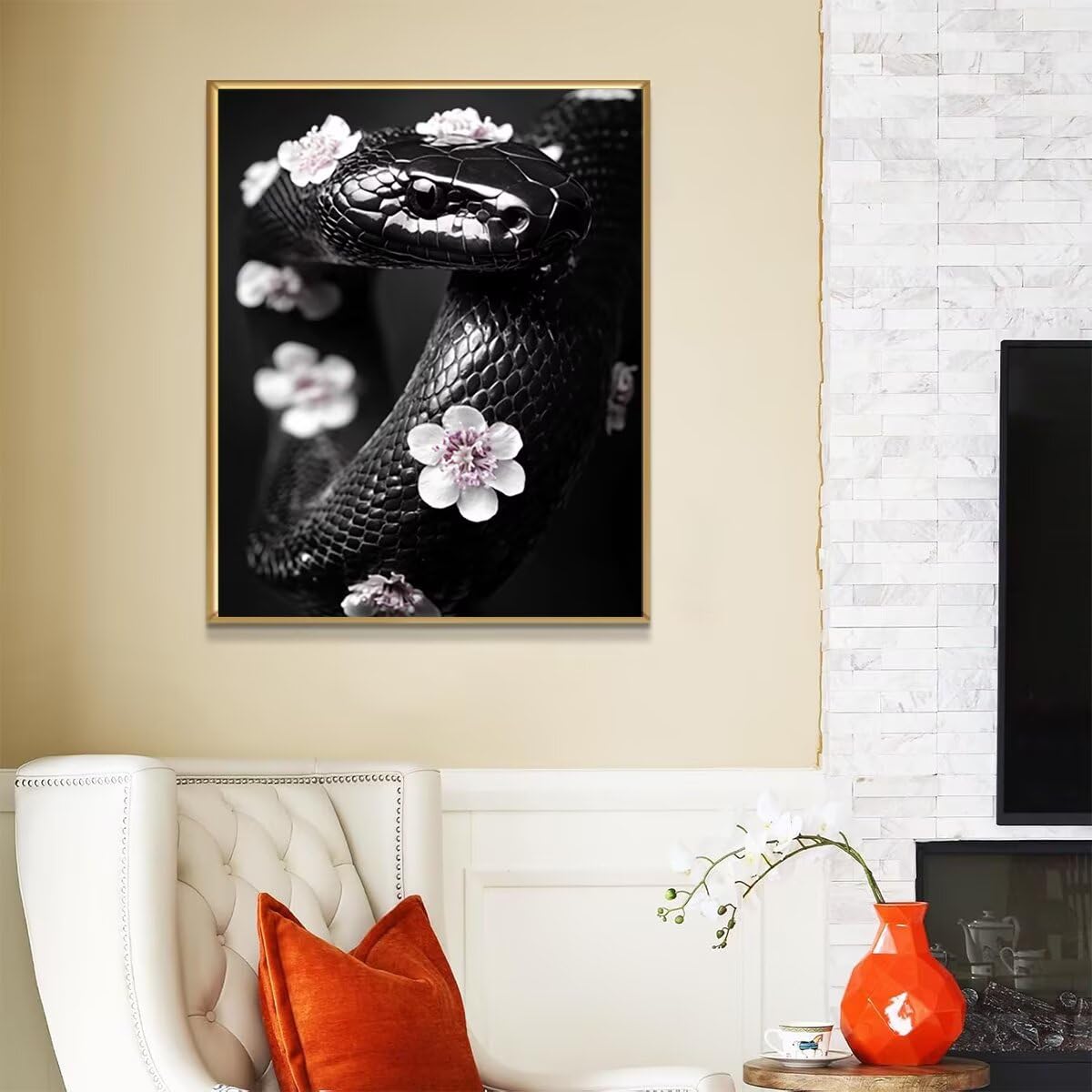 Dipingere con i Numeri Serpente, Paint by Numbers Adulti Fiore, Fai da te Creativi Adulti Quadri da Dipingere Numerati Kit per Decorazione Della Parete di Casa, Regalo 80x110 cm Senza Cornice R5-0