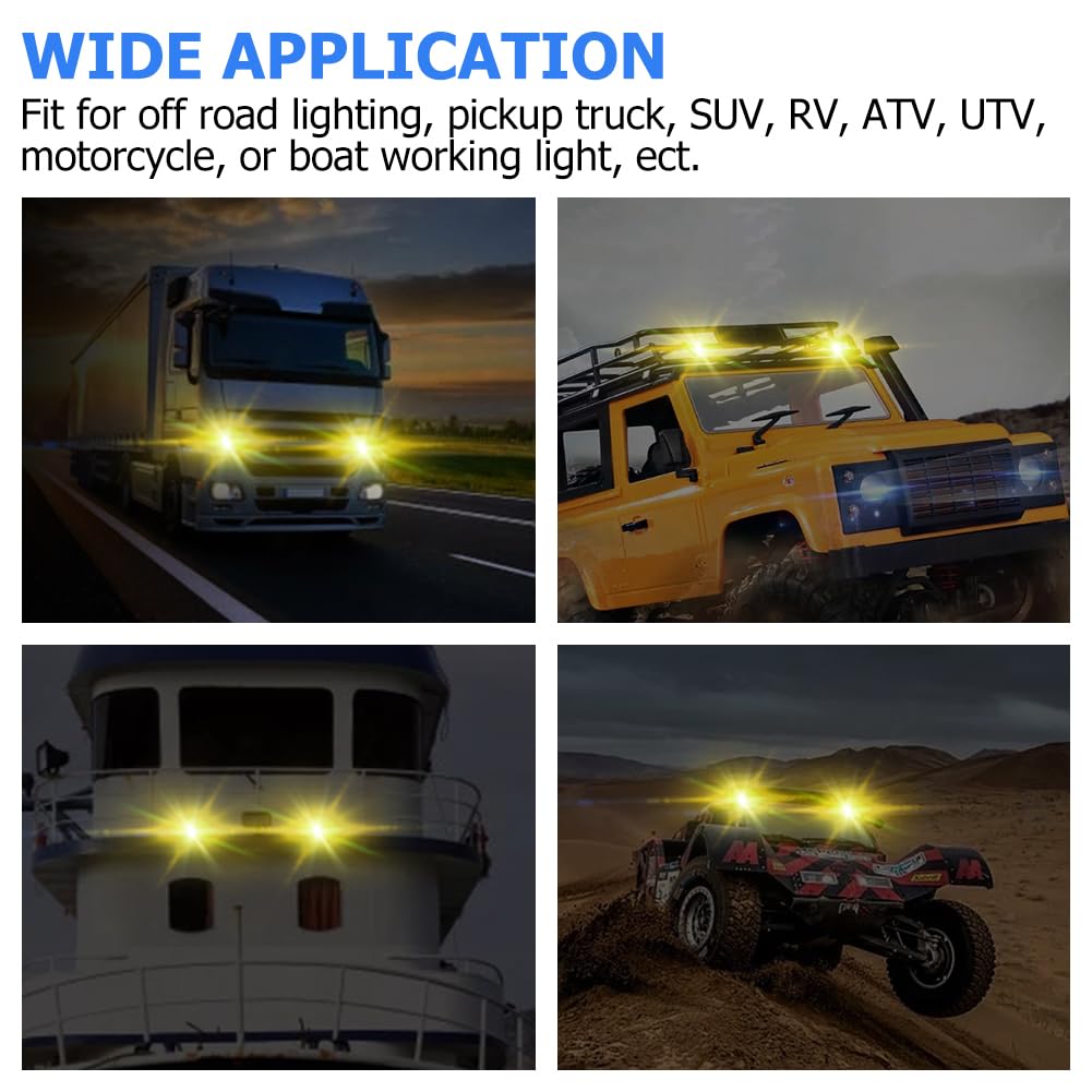 WinPower Faro da Lavoro LED Barra 12W Faretti Fendinebbia Fuoristrada Faretti Profondità Luci Giallo Impermeabile LED per Trattore Auto Camion Barca Furgoneetc., 2 pezzi