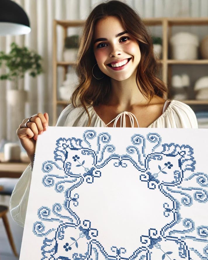 KAMACA Embroidery Kit, Cross Stitch Pre-Drawn Cotton, Complete Embroidery Set including Embroidery Template - Image 2