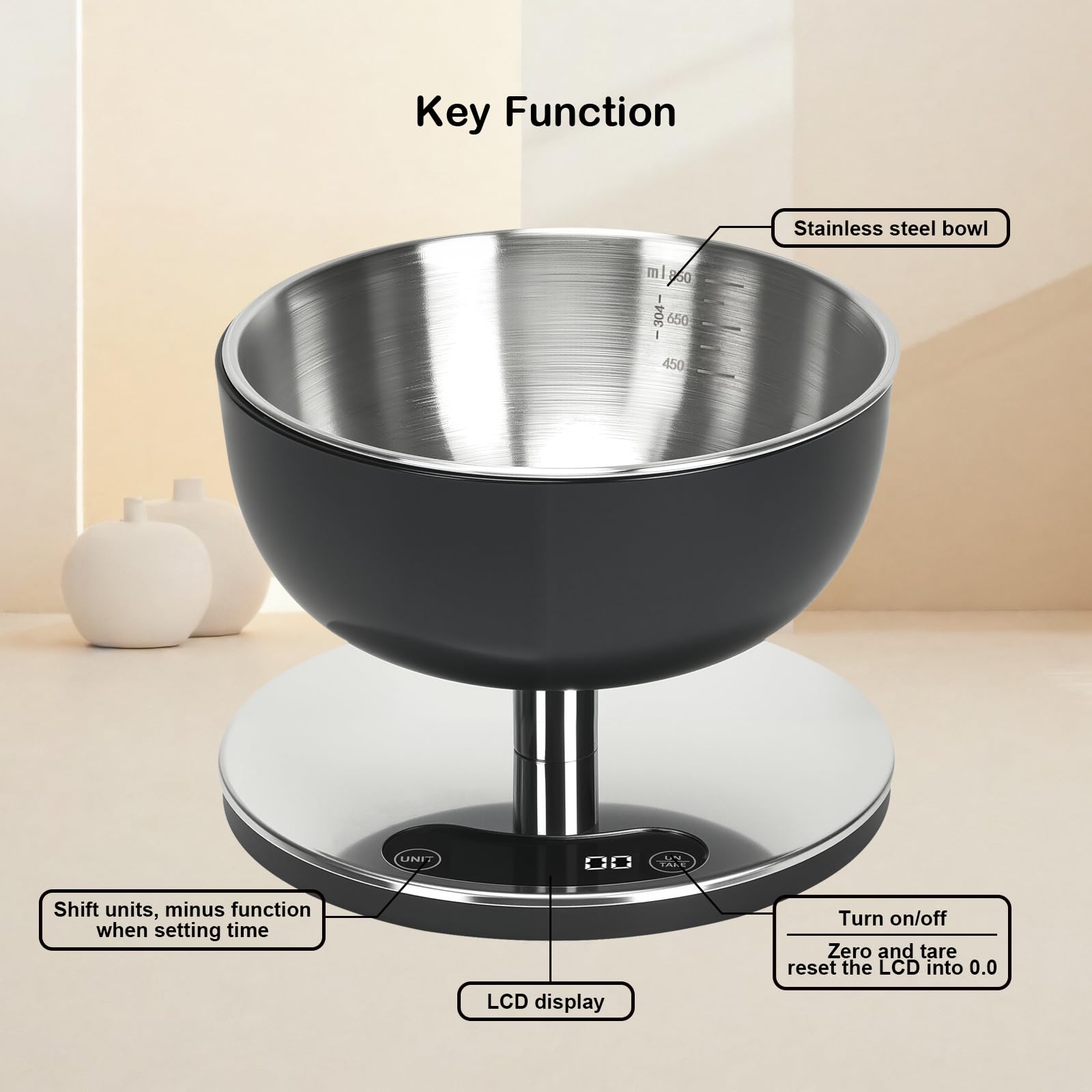 Báscula electrónica de cocina: báscula digital precisa, acero inoxidable impermeable, se puede utilizar para pesar con precisión harina, sal, cocinar y hornear preferencias