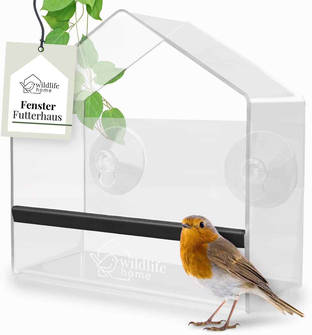 WILDLIFE FRIEND I Fenster Futterhaus für Vögel I Transparent, 30cm