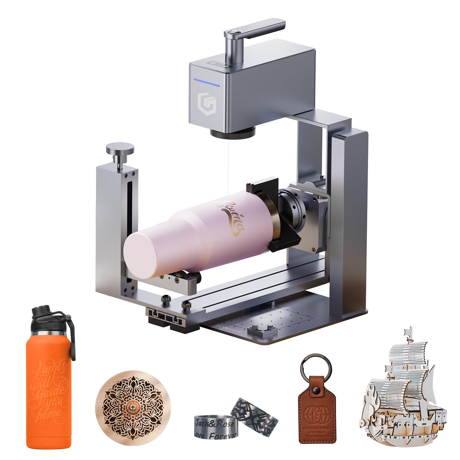 Longer Nano Pro Portable Laser Engraver with 4-in-1 Rotary Extension, 5000mm/s High-Speed 12W Laser Engraver, and Cutter, DIY Engraver Tool for Wood, Acrylic, Leather, Cloth, Metal, Ceramics