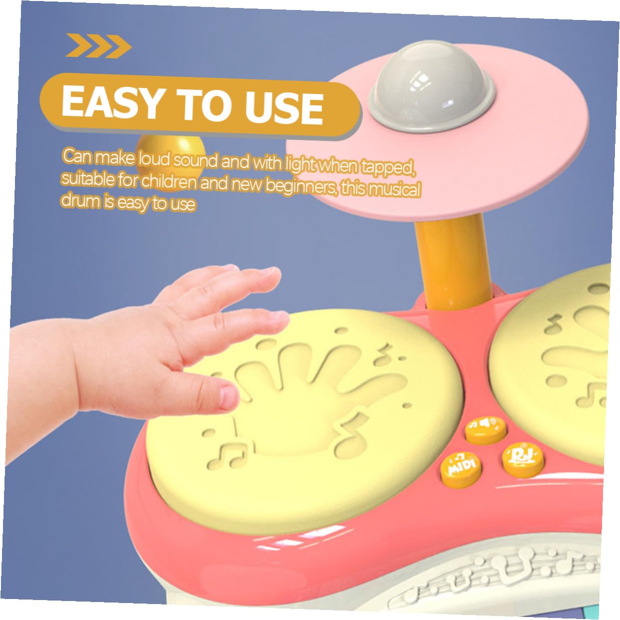 Batería para Niños Pequeños de Plástico Rosa, Instrumento