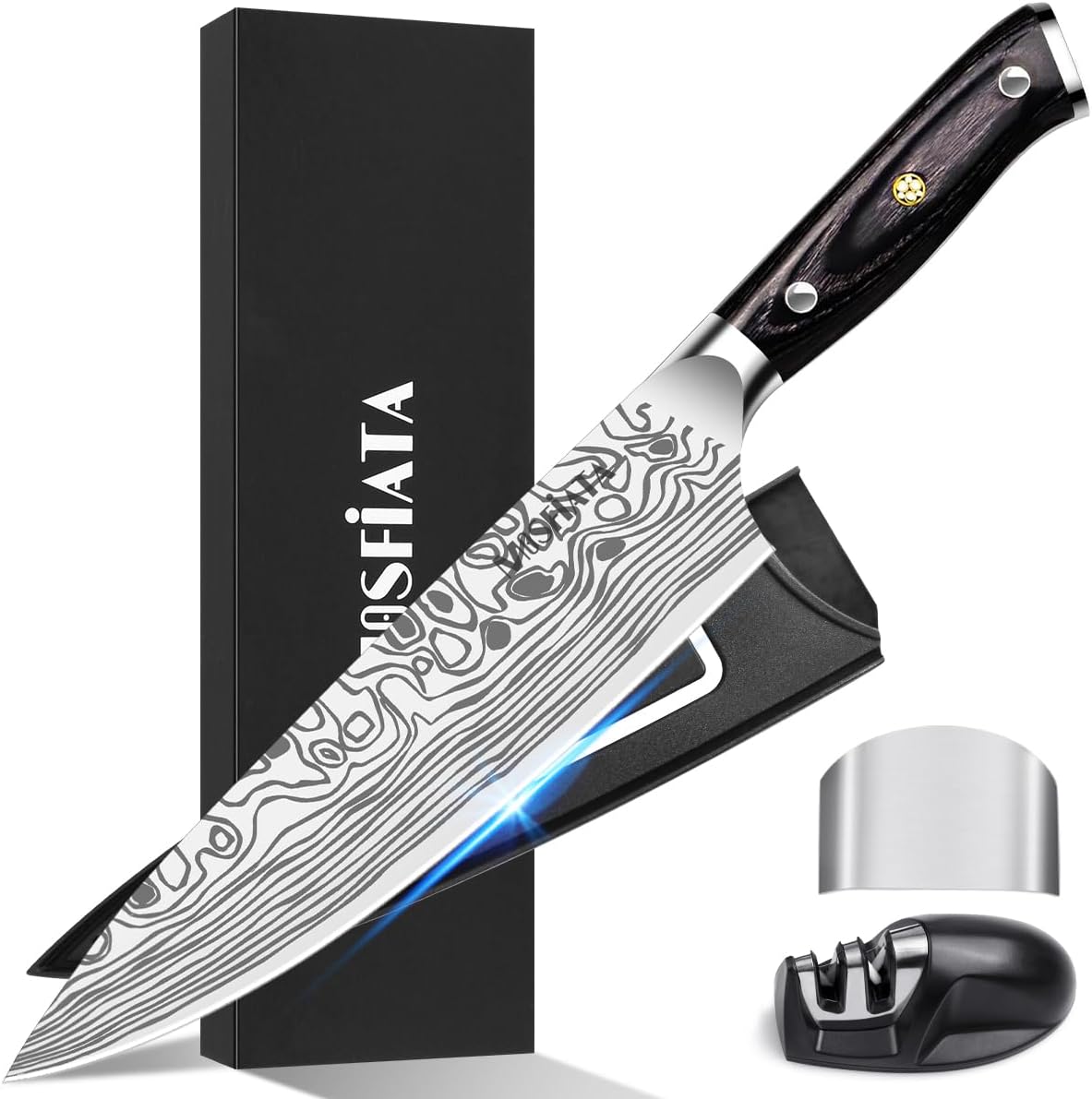 MOSFiATA 203MM Gyuto Knife, German High Carbon Stainless Steel EN1.4116, Ultra Sharp Professional Knife, Micarta Handle, Meat/Fish/Vegetable Knife, Kitchen Supplies, Gift (203MM Gyu)