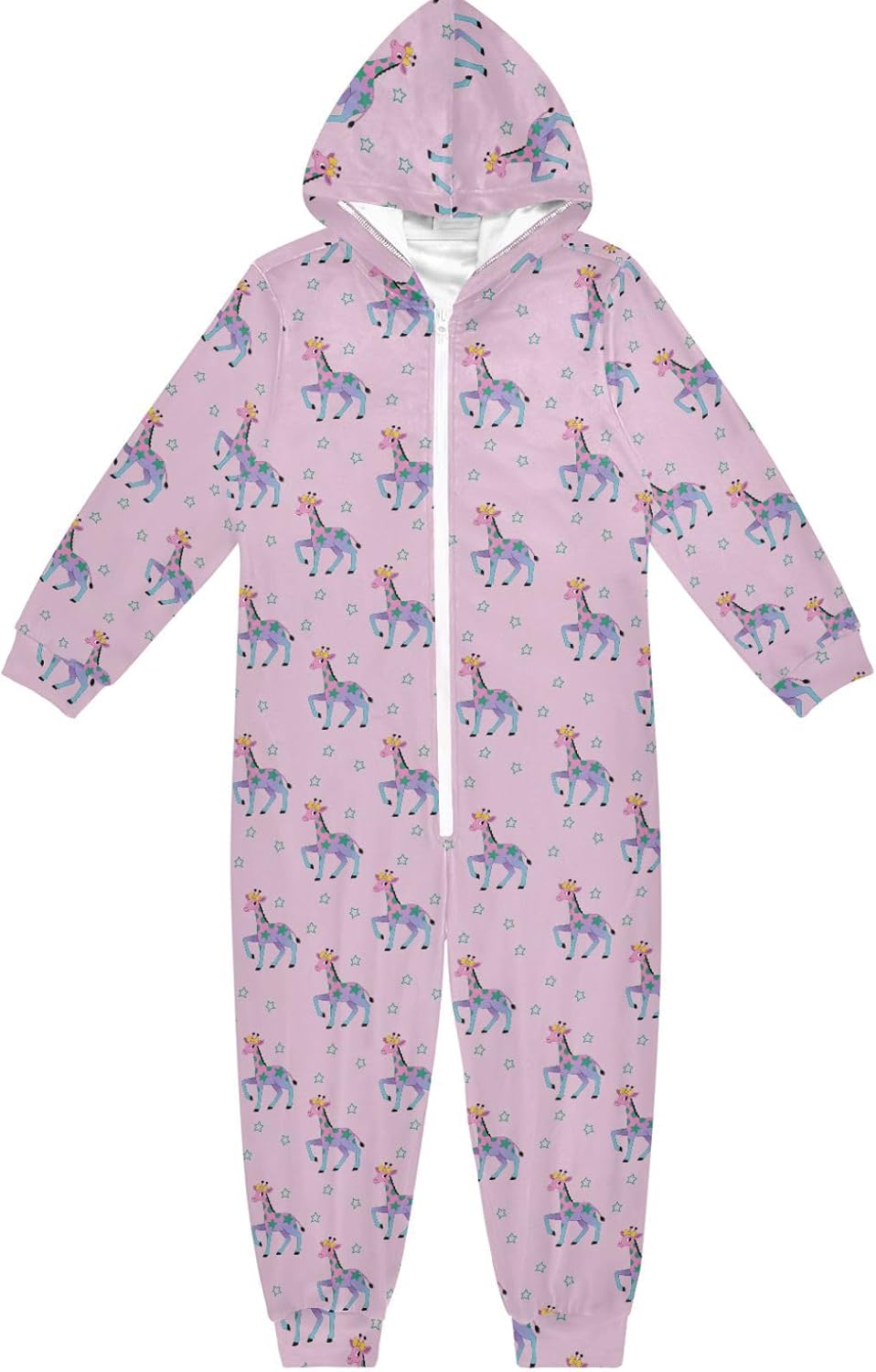Unisex Onesie Long Sleeve Hooded One-Piecing Sleeper Loungewear for Parties Sleepovers 4-14Y